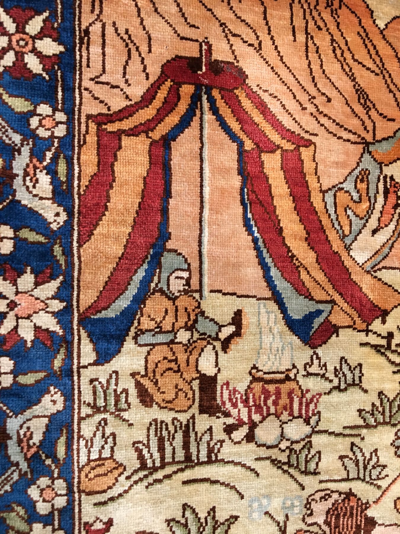 Detail d: Feiner Seiden Hereke alt (Signiert), Türkei, um 1960, reine Naturseide. Feiner Seiden Hereke aus den Meisterwerkstätten mit osmanischer ...