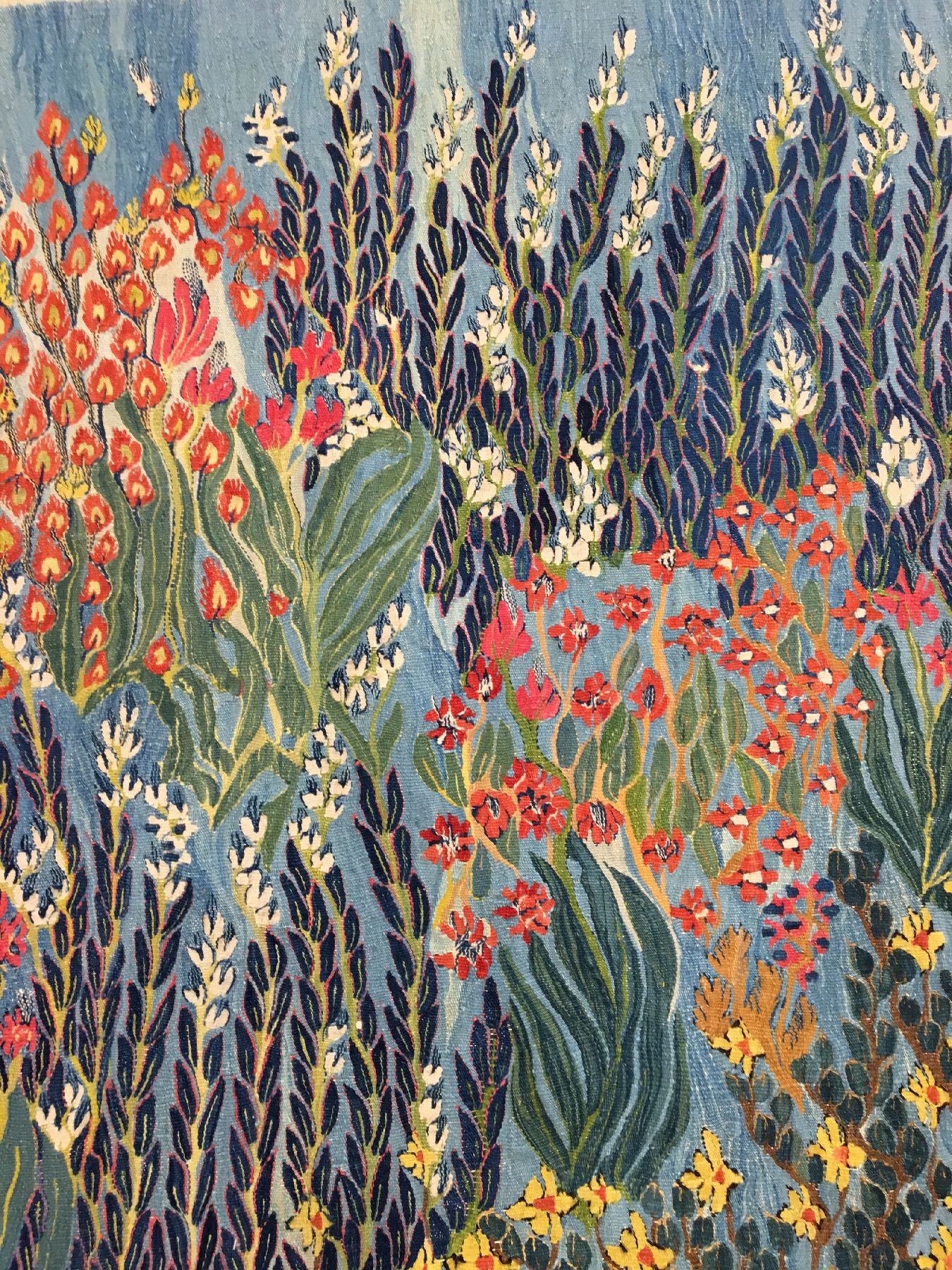 Detail d: Wissa Wassef "Künstler-Tapisserie" alt (Signatur W.W), Ägypten, um 1940/1950, Wolle gewebt auf Baumwolle. Farbenprächtige Künstler ...