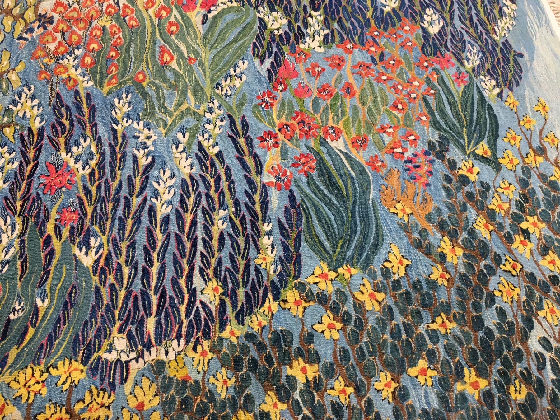 Detail e: Wissa Wassef "Künstler-Tapisserie" alt (Signatur W.W), Ägypten, um 1940/1950, Wolle gewebt auf Baumwolle. Farbenprächtige Künstler ...