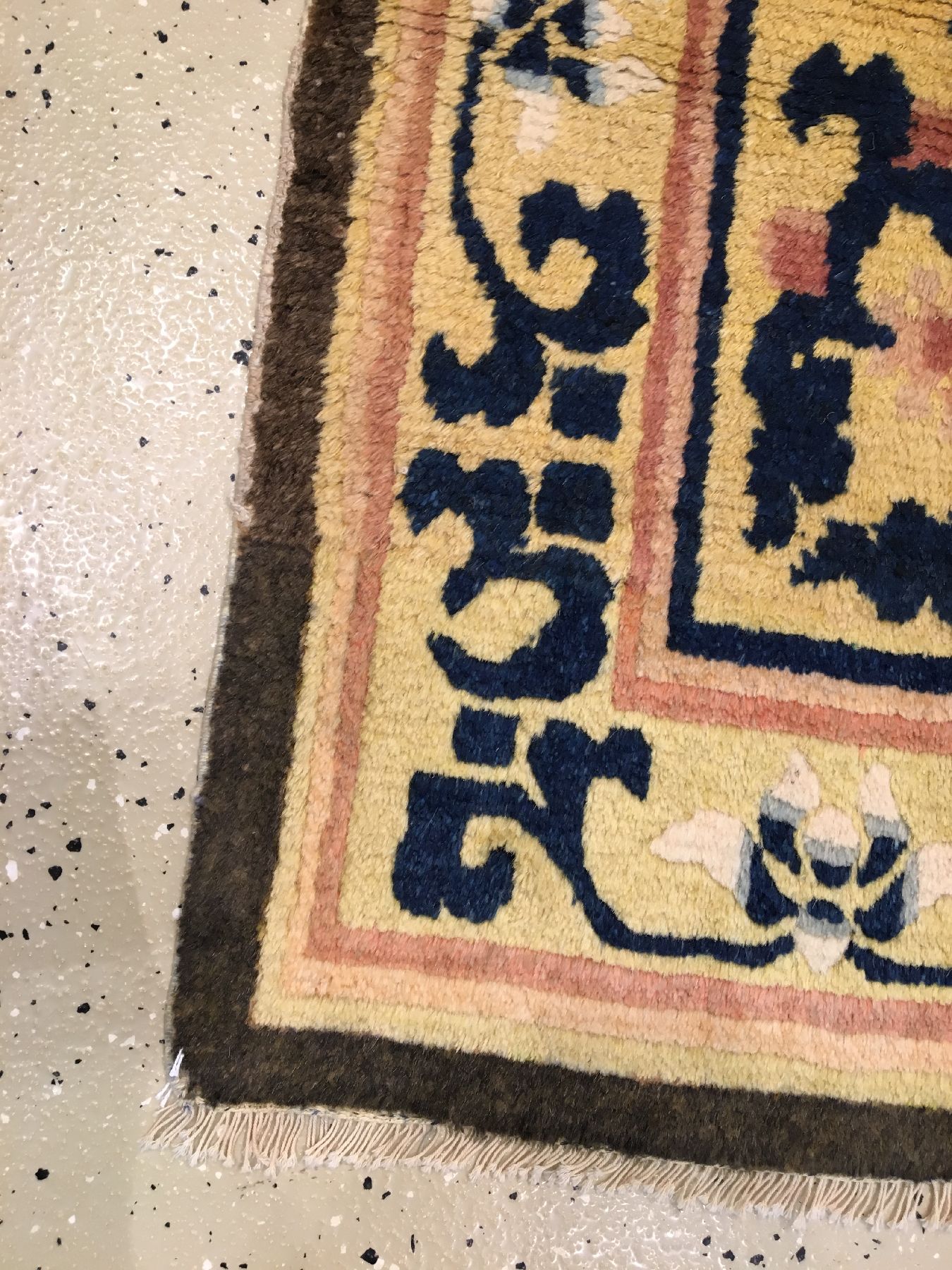 Detail f: Gelber Ning-Hsia "Laubdrachen" antik (Qing Dynastie), Westchina, 19.Jhd., Wolle geknüpft auf Baumwolle. Kaiserlicher Ning-Hsia mit ...