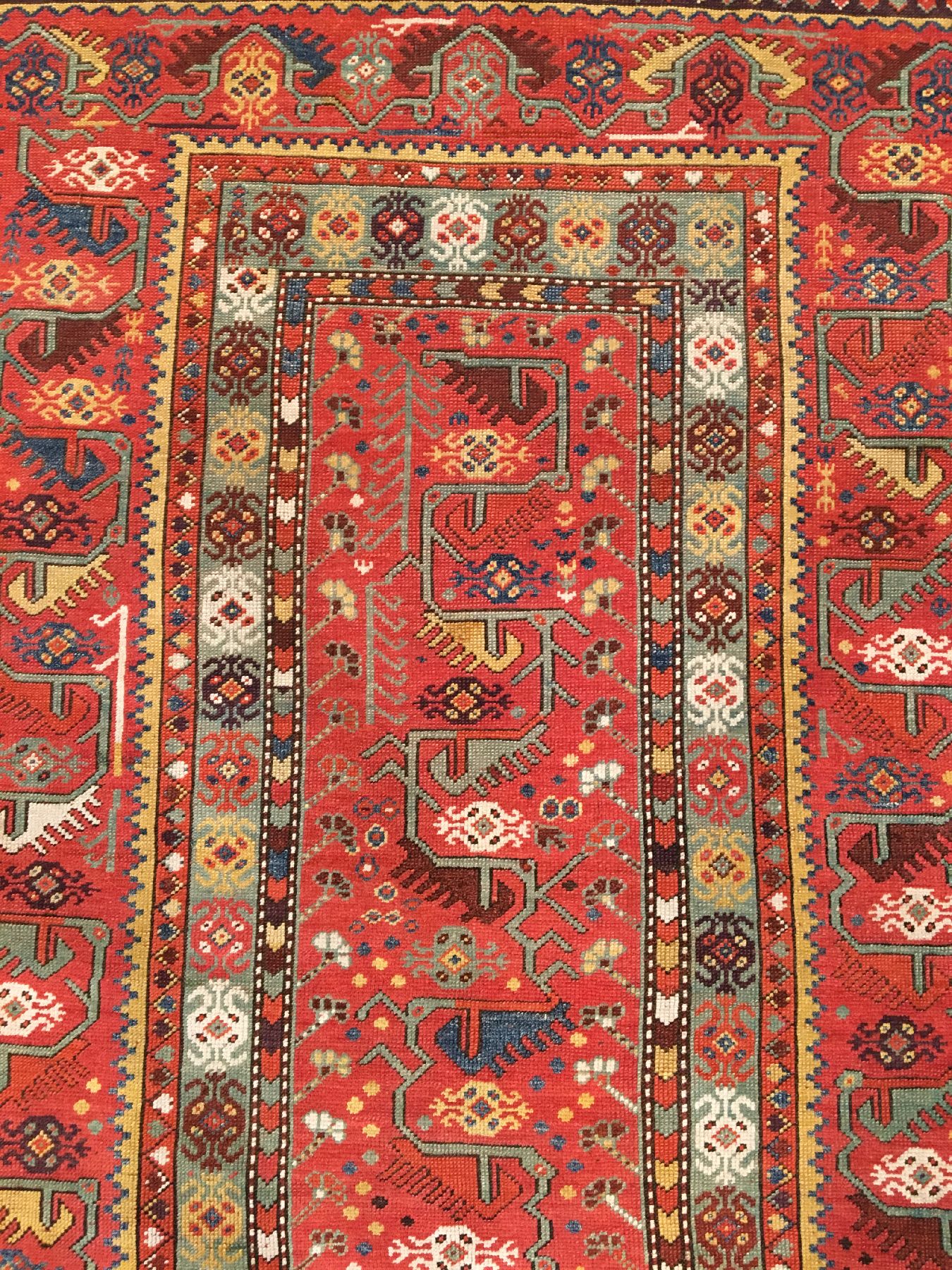 Detail c: Feiner Melas antik, Südwestanatolien, 19.Jhd., Wolle geknüpft auf Wolle. Fein geknüpfter sogenannter Ada-Melas mit herstklassigen Naturfarben wie ...