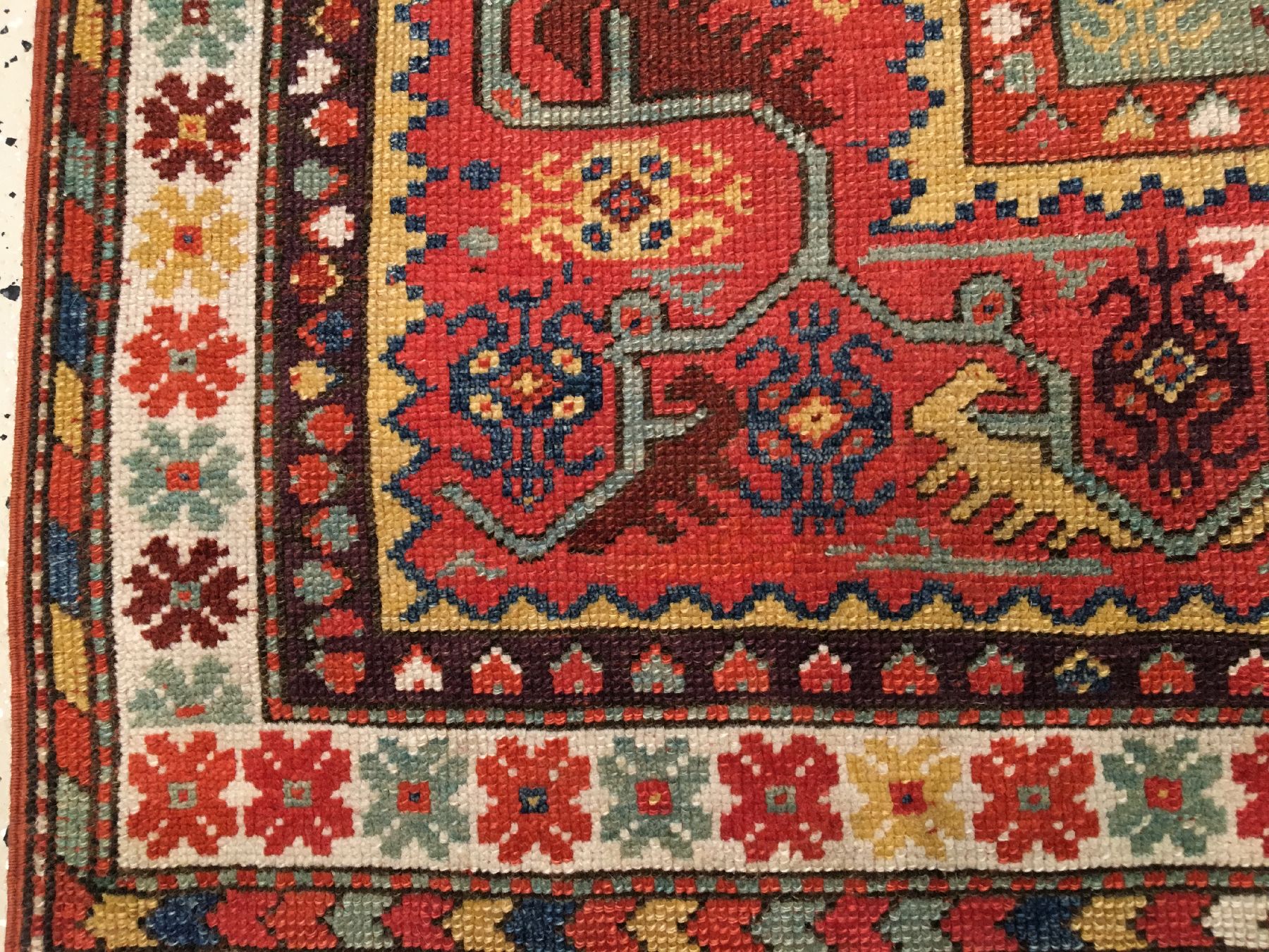 Detail g: Feiner Melas antik, Südwestanatolien, 19.Jhd., Wolle geknüpft auf Wolle. Fein geknüpfter sogenannter Ada-Melas mit herstklassigen Naturfarben wie ...