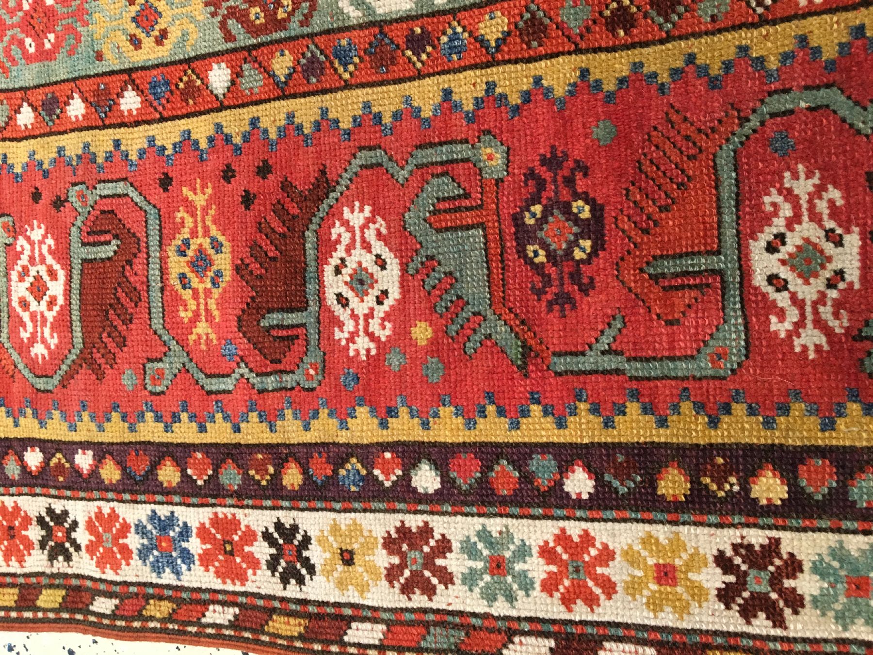 Detail h: Feiner Melas antik, Südwestanatolien, 19.Jhd., Wolle geknüpft auf Wolle. Fein geknüpfter sogenannter Ada-Melas mit herstklassigen Naturfarben wie ...