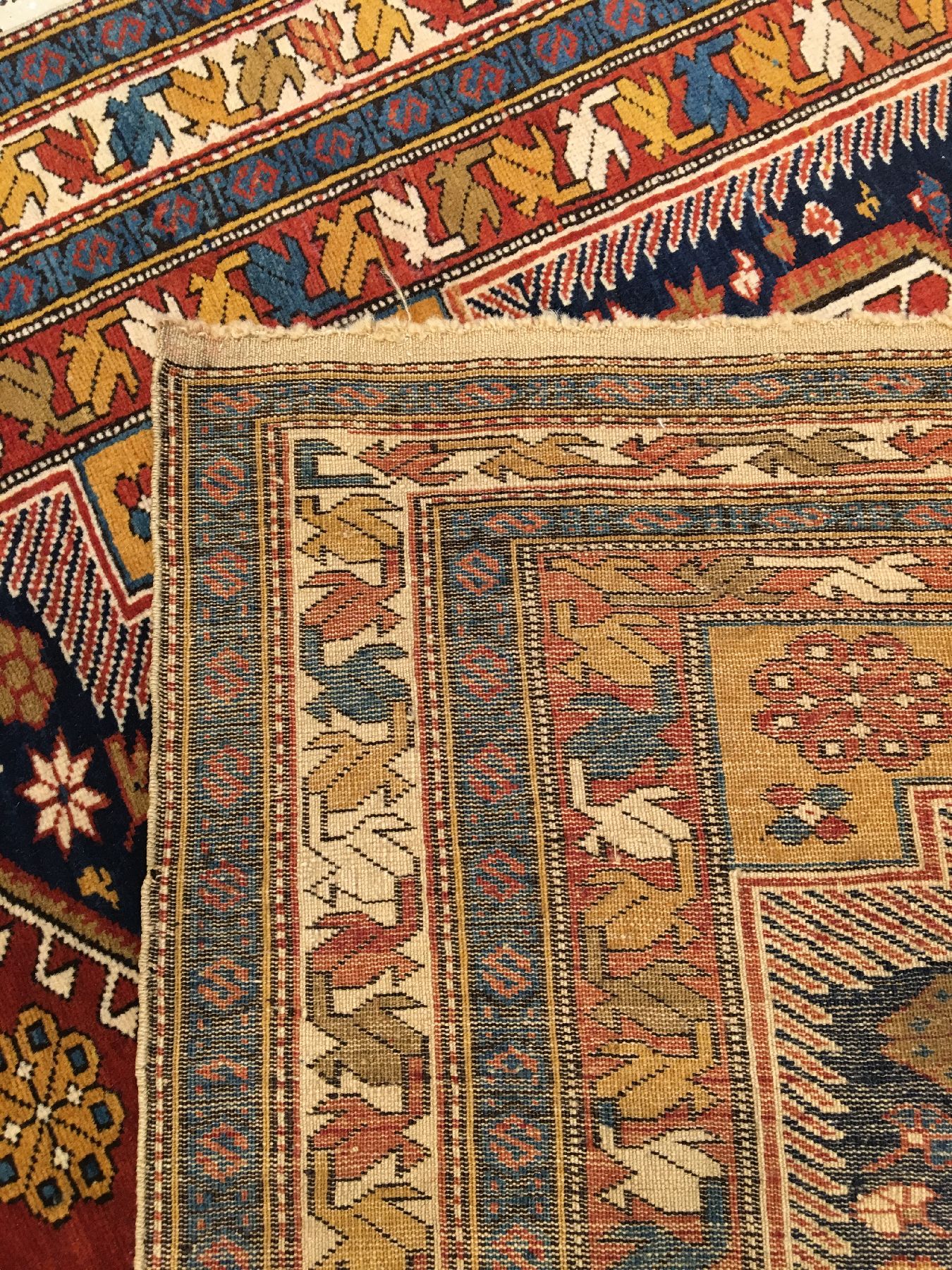 Detail h: Feiner Chila antik, Südostkaukasus Azerbaijan Baku-Gebiet, 19.Jhd., Wolle geknüpft auf Wolle. Sehr fein und sauber geknüpfter Teppich aus dem ...