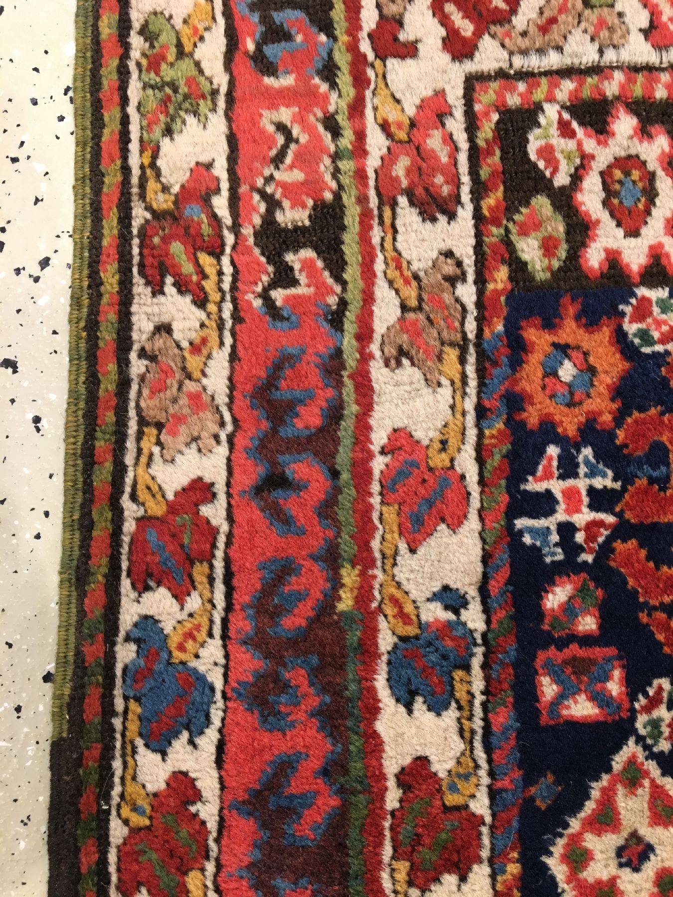 Detail g: Seltener Sautschbulag antik, Nordwestpersien Azerbaijan, 19.Jhd., Wolle mit naturbelassener Kamelwolle geknüpft auf Wolle. Diese feine kurdische ...