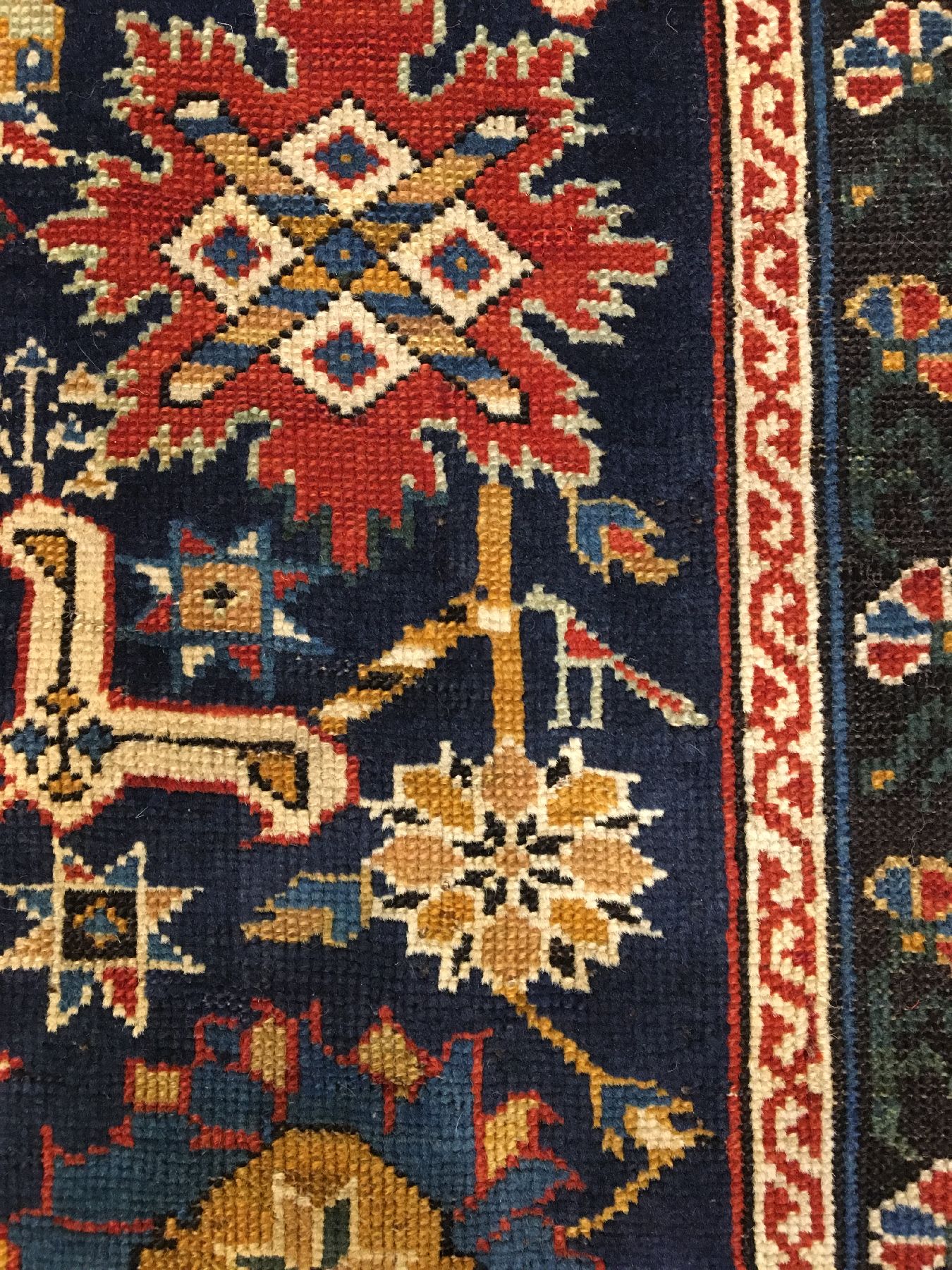 Detail f: Blattgabel Schirwan "Galerie" antik, Ostkaukasus, 19.Jhd., Wolle geknüpft auf Wolle. Feiner Schirwan im Galerie-Format mit typischen ...