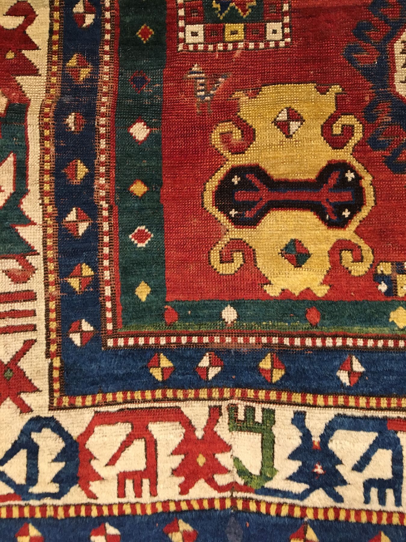 Detail c: Lori Pambak Kasak antik, Südwestkaukasus, 19.Jhd., Wolle geknüpft auf Wolle. Früher Lori Pambak Kasak mit klassischen und charakteristischen ...