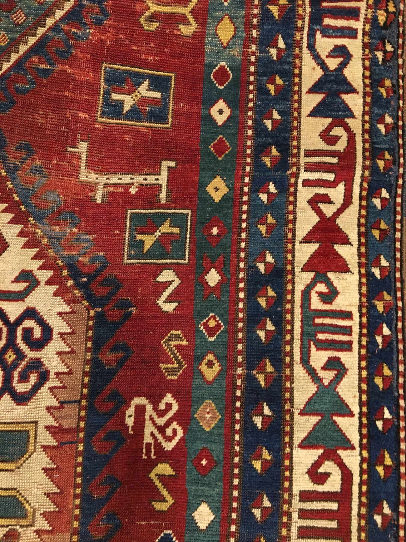Detail d: Lori Pambak Kasak antik, Südwestkaukasus, 19.Jhd., Wolle geknüpft auf Wolle. Früher Lori Pambak Kasak mit klassischen und charakteristischen ...