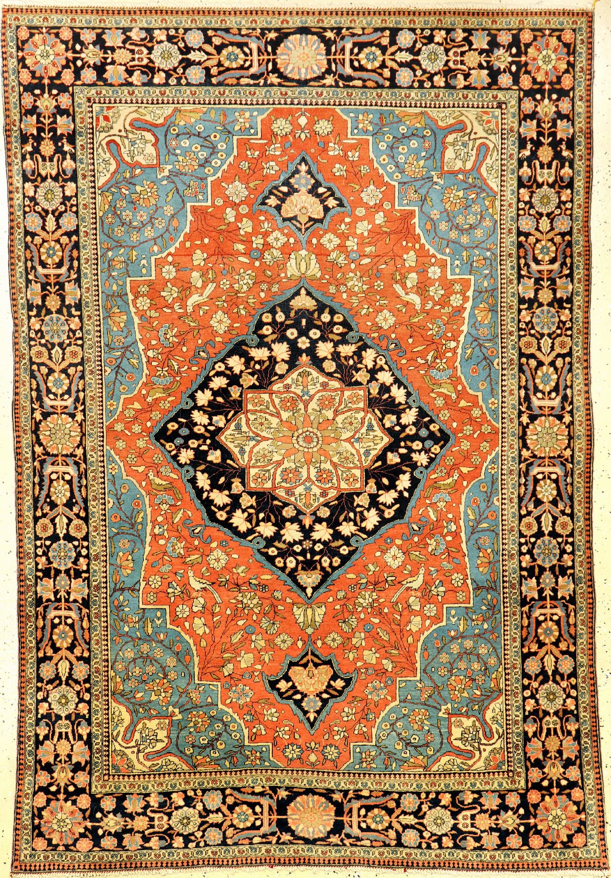 Feiner Keschan "Mohtascham" antik, Zentralpersien, 19.Jhd., Korkwolle mit original violetten Seiden-Schirasis geknüpft auf Baumwolle. ...