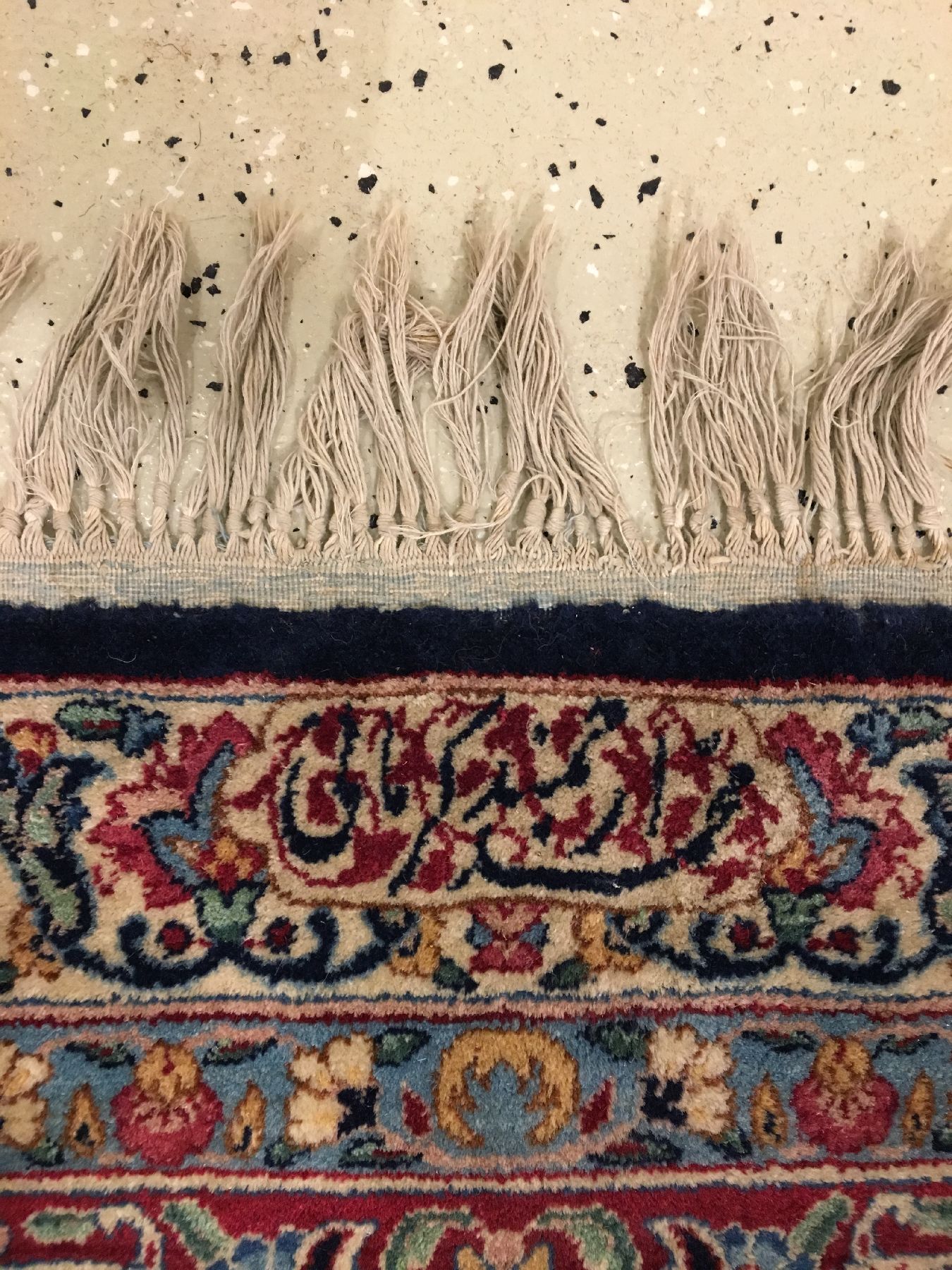 Detail h: Großer feiner Kerman-Lawer "Mohammad Arjomand" alt (Signiert), Südpersien, um 1940, Korkwolle geknüpft auf Baumwolle. Feiner und sauber ...