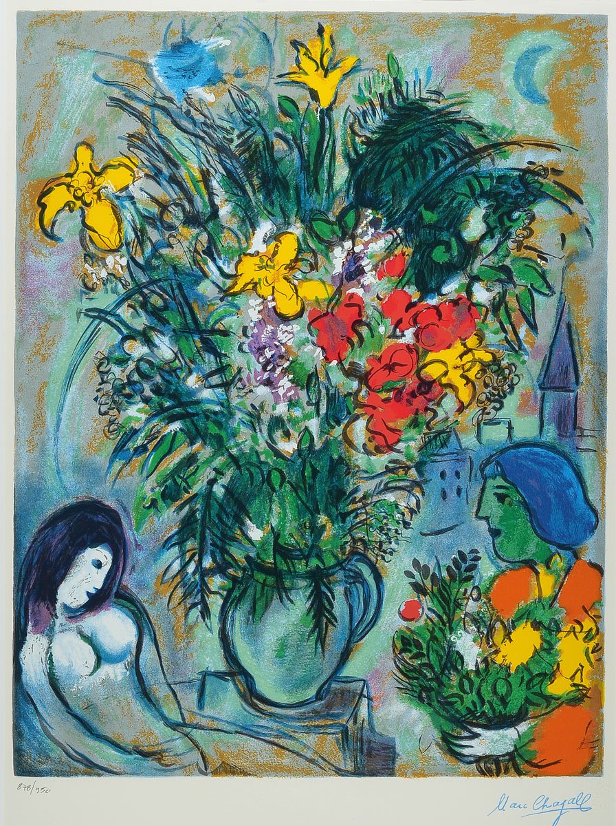 Marc Chagall, 1887-1985, Das Geschenk, Farbserigraphie für ars mundi, Verlag Ketem meshi Jerusalem, mit gedruckter Signatur, handnum., 878/900, ...