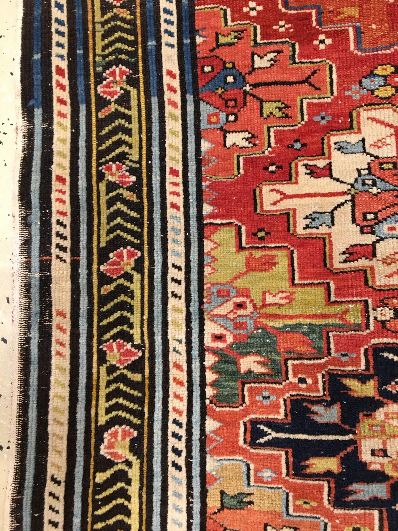 Detail g: Feiner seltener Schirwan antik, Ostkaukasus Baku-Gebiet Azerbaijan, 19.Jhd., Wolle geknüpft auf Wolle. Bemerkenswert fein geknüpfter Schirwan aus ...