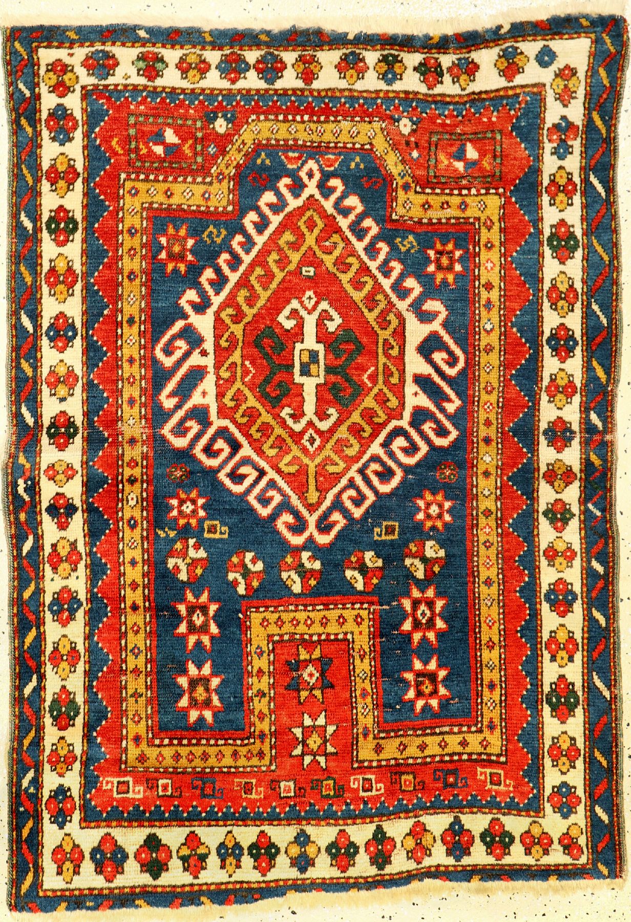Fachralo Kazak "Gebetsteppich" antik, Südwestkaukasus Kasak-Gebiet, 19.Jhd., Wolle geknüpft auf Wolle. Kleinformatiger ...