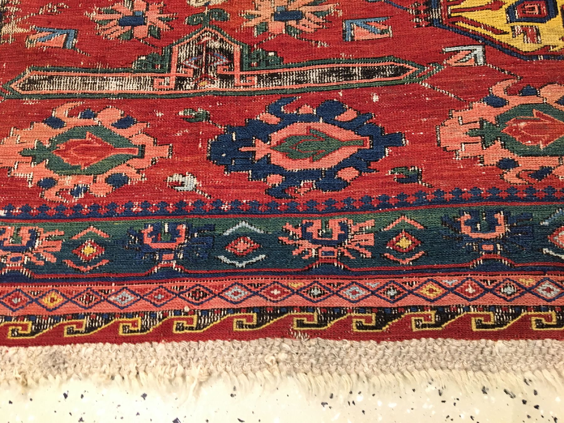 Detail f: Feiner Seichur "Sumakh" antik, Ostkaukasus Kuba-Region, 19.Jhd., Wolle gewebt auf Wolle. Sehr feiner Seichur-Sumakh mit drei Medaillons ...