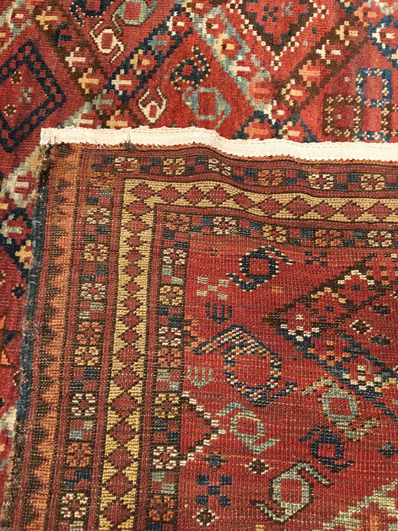 Detail g: Beschir "Hauptteppich" antik, Turkmenistan Amu-Darja Gebiet, 19.Jhd., Wolle geknüpft auf Wolle/Ziegenhaar. Seltener Beschir Hauptteppich ...