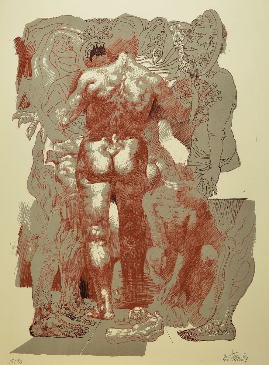Willi Sitte, 1921-2013, Farblithographie von 1984, handsigniert und num. 15/50, Blattgr. ca. 84x62cm, u.Gl., R.