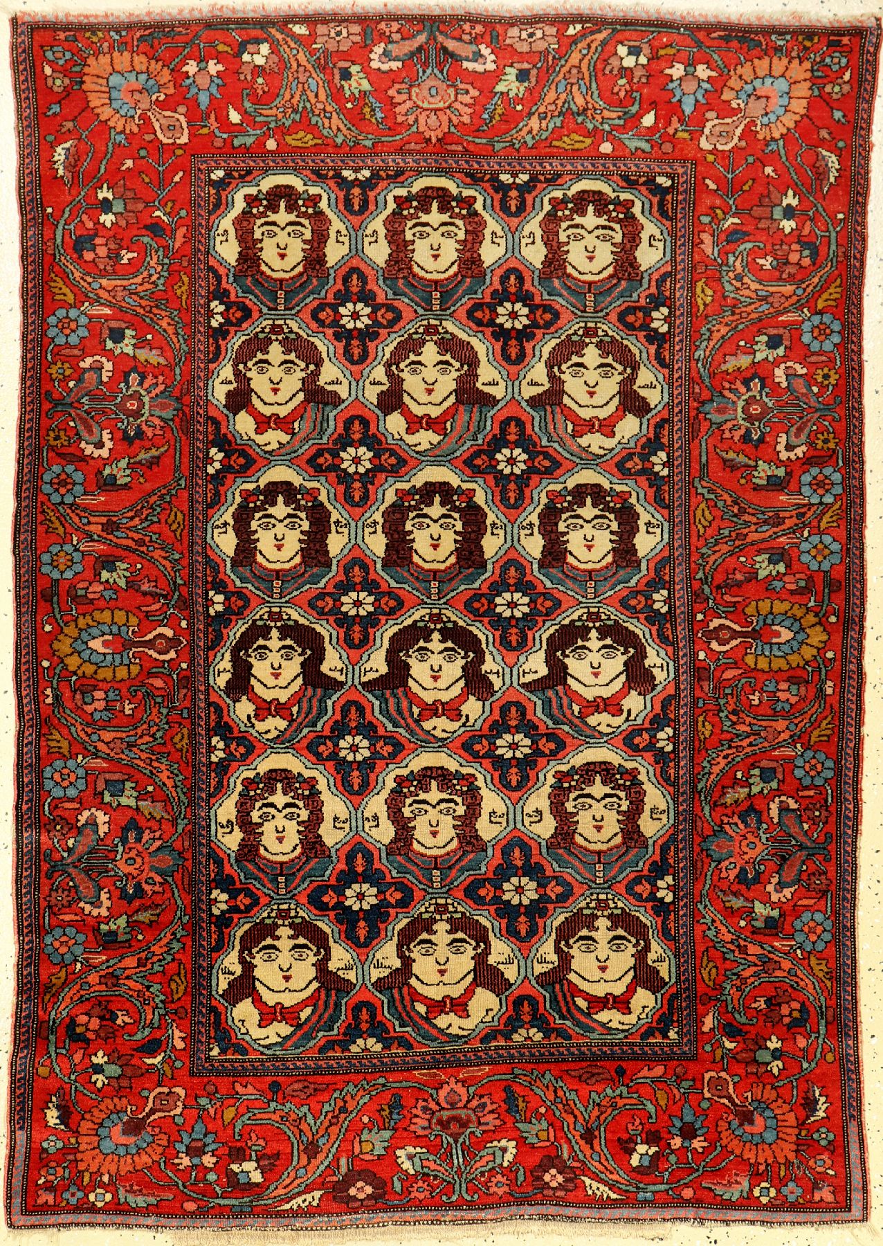 Feiner Bachtiari "Bildteppich" antik, Westliches Zentralpersien, um 1900/1910, Wolle geknüpft auf Baumwolle. Seltener Bildteppich der ...