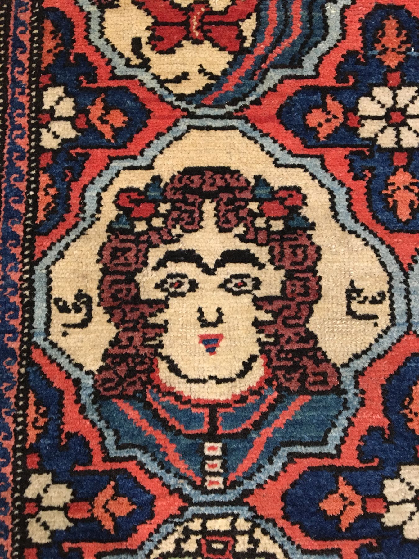Detail d: Feiner Bachtiari "Bildteppich" antik, Westliches Zentralpersien, um 1900/1910, Wolle geknüpft auf Baumwolle. Seltener Bildteppich der ...