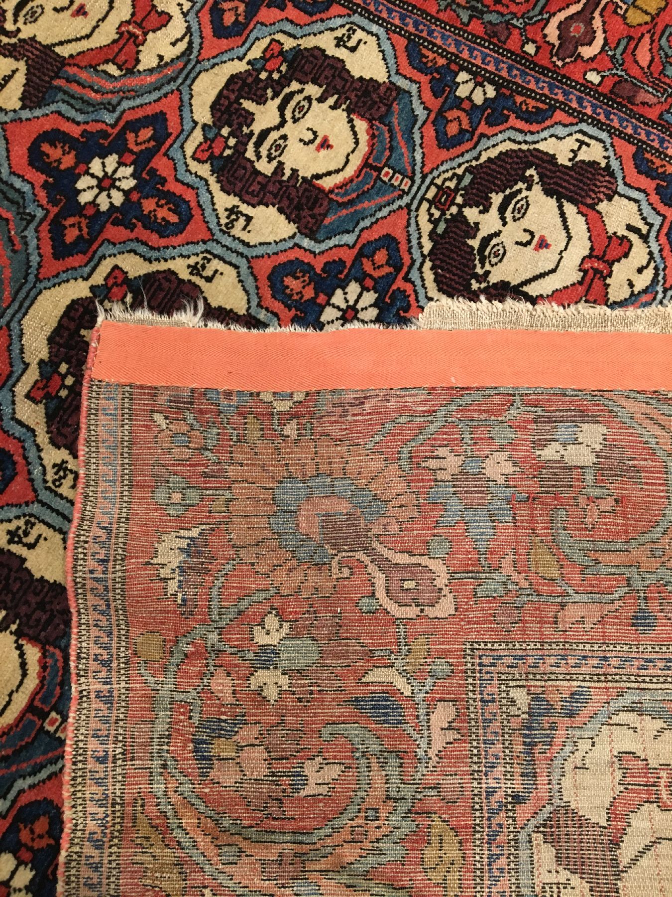 Detail i: Feiner Bachtiari "Bildteppich" antik, Westliches Zentralpersien, um 1900/1910, Wolle geknüpft auf Baumwolle. Seltener Bildteppich der ...