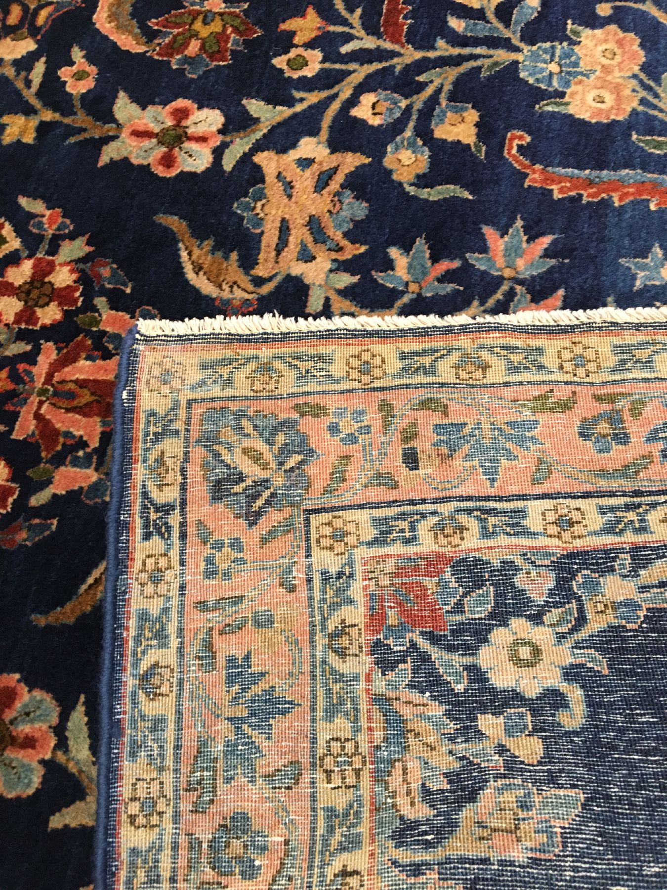 Detail i: Feiner "Manchester" Keschan antik (US Re-Import), Zentralpersien, Ende 19.Jhd., Korkwolle geknüpft auf Baumwolle. Hochwertiger US Keschan ...