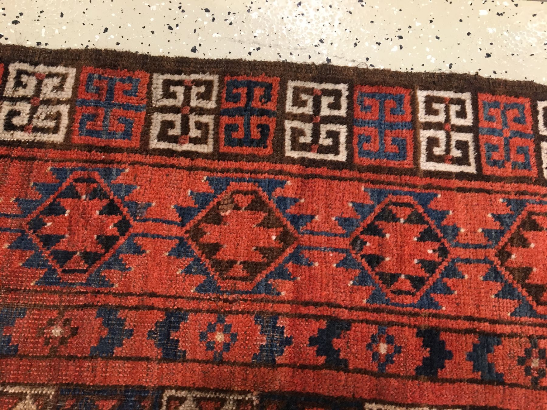 Detail f: Ersari "Engsi" antik, Turkmenistan Amu-Darja Region, Ende 19.Jhd., Wolle geknüpft auf Wolle Ziegenhaar. Ersari Türteppich mit seltenen ...