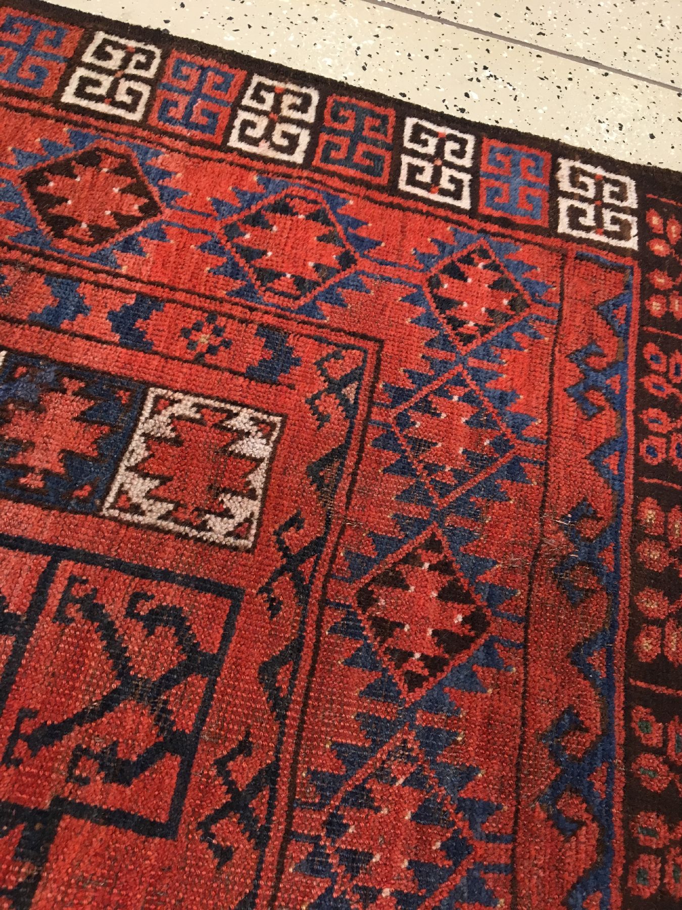Detail h: Ersari "Engsi" antik, Turkmenistan Amu-Darja Region, Ende 19.Jhd., Wolle geknüpft auf Wolle Ziegenhaar. Ersari Türteppich mit seltenen ...
