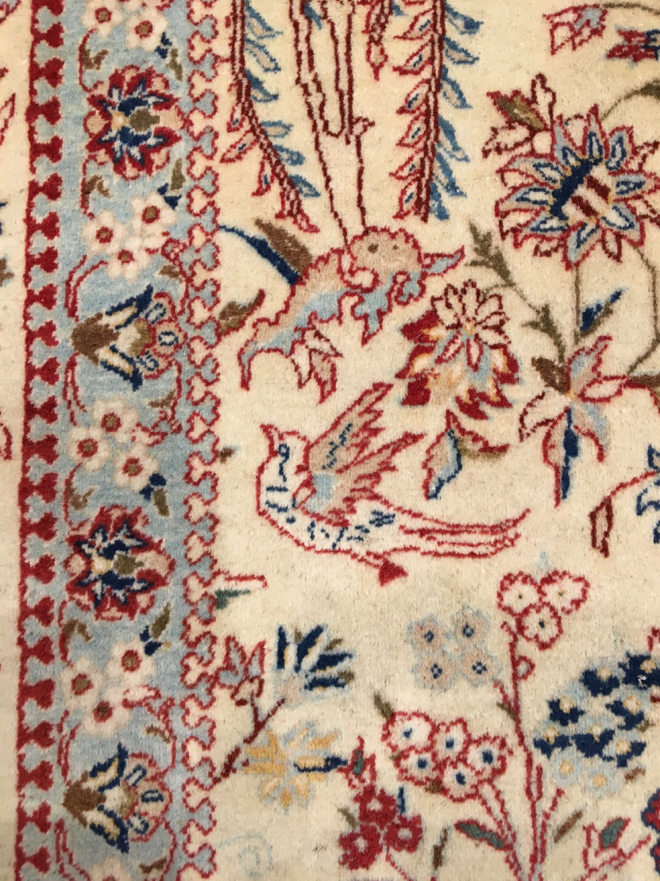 Detail d: Feiner Nain Tudeschk alt, Zentralpersien, um 1930/1940, Korkwolle geknüpft auf Baumwolle. Feiner Nain aus der Wüsten-Region Tudeschk mit ...