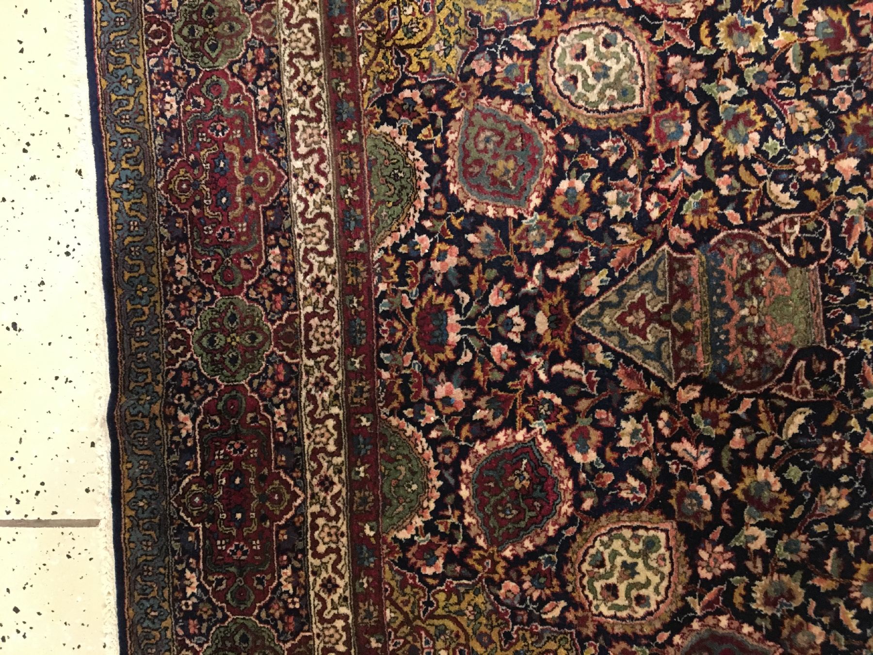Detail g: 1 Paar Lahore "Merinowolle" antik (Ardebil "Sheik-Safi" Design), Nordindien, um 1910, Merinowolle geknüpft auf Baumwolle. ...