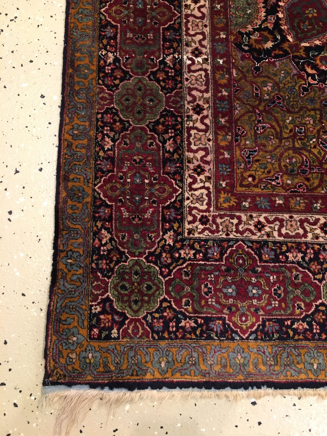 Detail h: 1 Paar Lahore "Merinowolle" antik (Ardebil "Sheik-Safi" Design), Nordindien, um 1910, Merinowolle geknüpft auf Baumwolle. ...