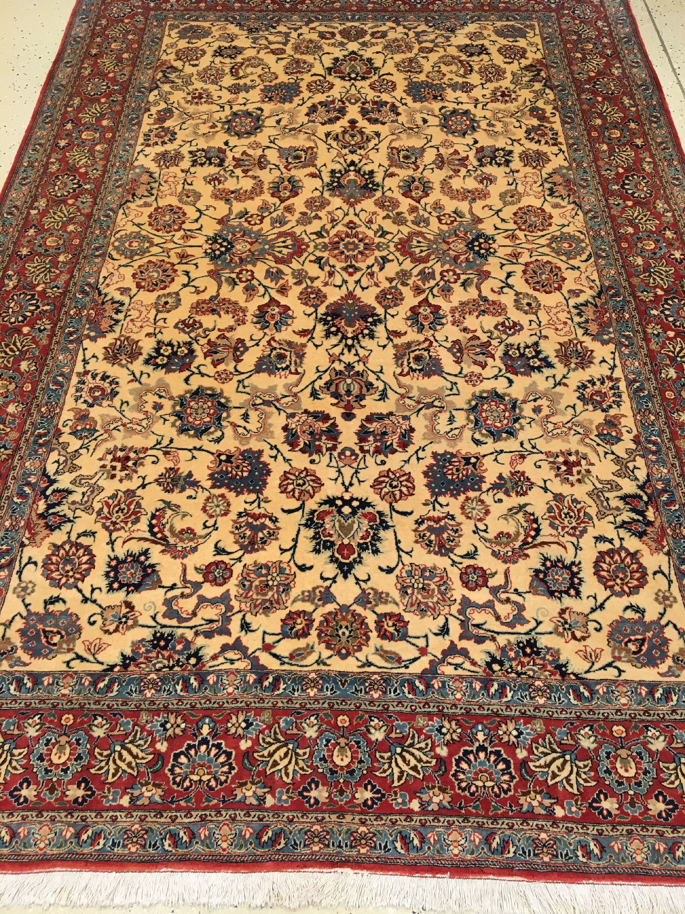 Detail a: Feiner Nain "Tudeschk" alt (Part-Silk), Zentralpersien, um 1930, Korkwolle mit Seide geknüpft auf Baumwolle. Feiner Nain aus der Tudeschk ...