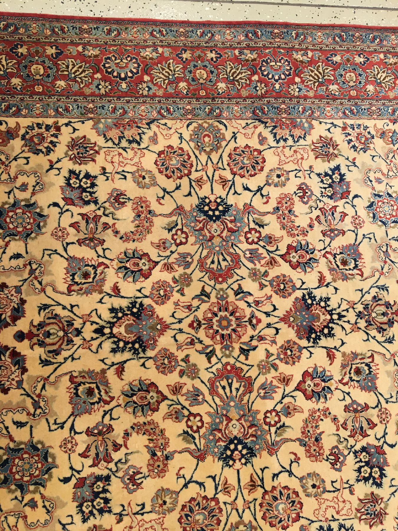 Detail e: Feiner Nain "Tudeschk" alt (Part-Silk), Zentralpersien, um 1930, Korkwolle mit Seide geknüpft auf Baumwolle. Feiner Nain aus der Tudeschk ...
