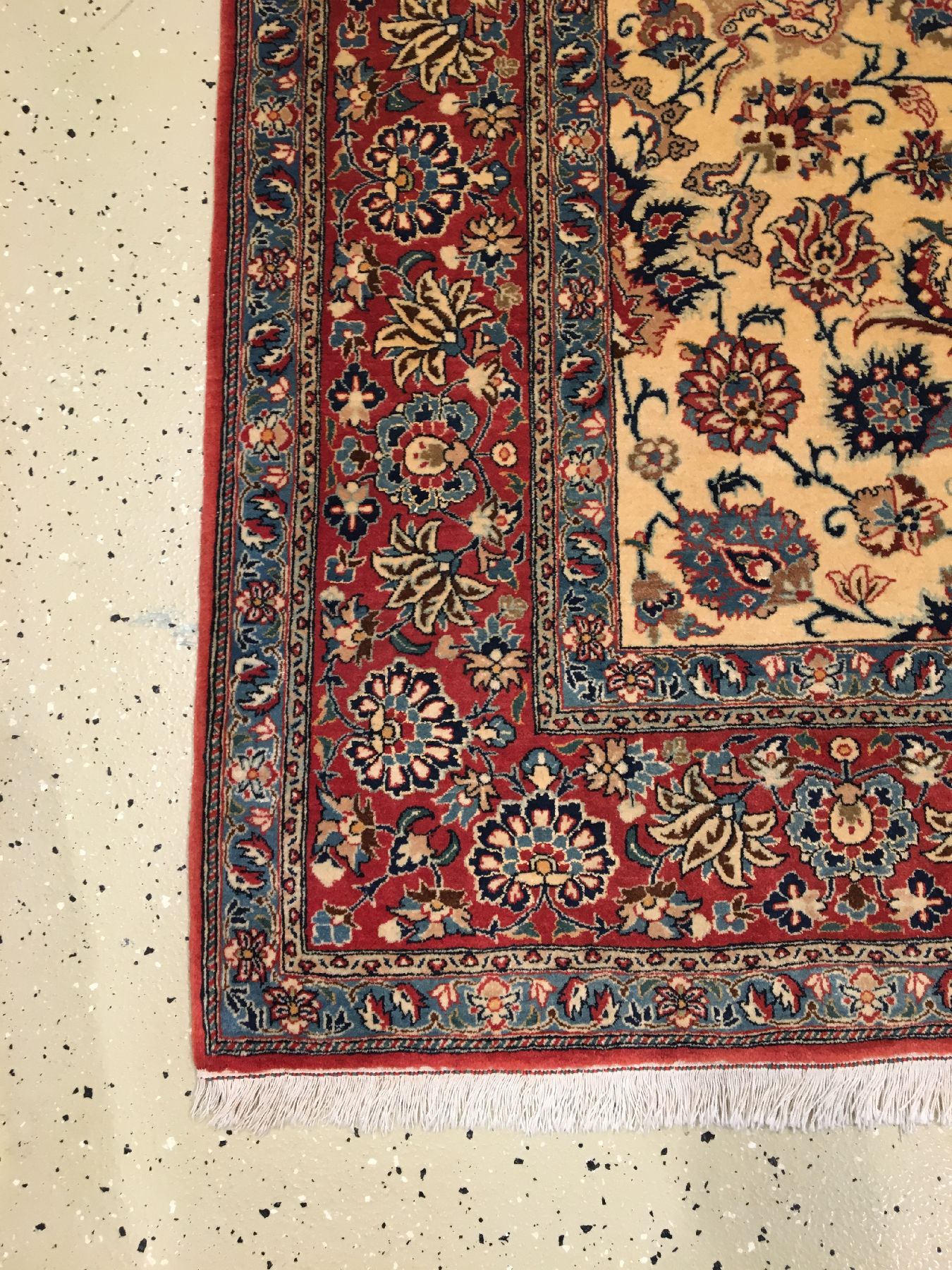 Detail g: Feiner Nain "Tudeschk" alt (Part-Silk), Zentralpersien, um 1930, Korkwolle mit Seide geknüpft auf Baumwolle. Feiner Nain aus der Tudeschk ...