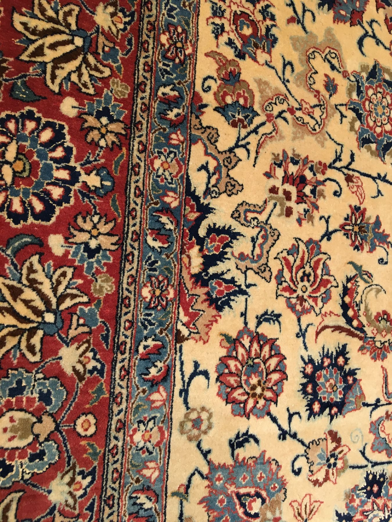 Detail h: Feiner Nain "Tudeschk" alt (Part-Silk), Zentralpersien, um 1930, Korkwolle mit Seide geknüpft auf Baumwolle. Feiner Nain aus der Tudeschk ...