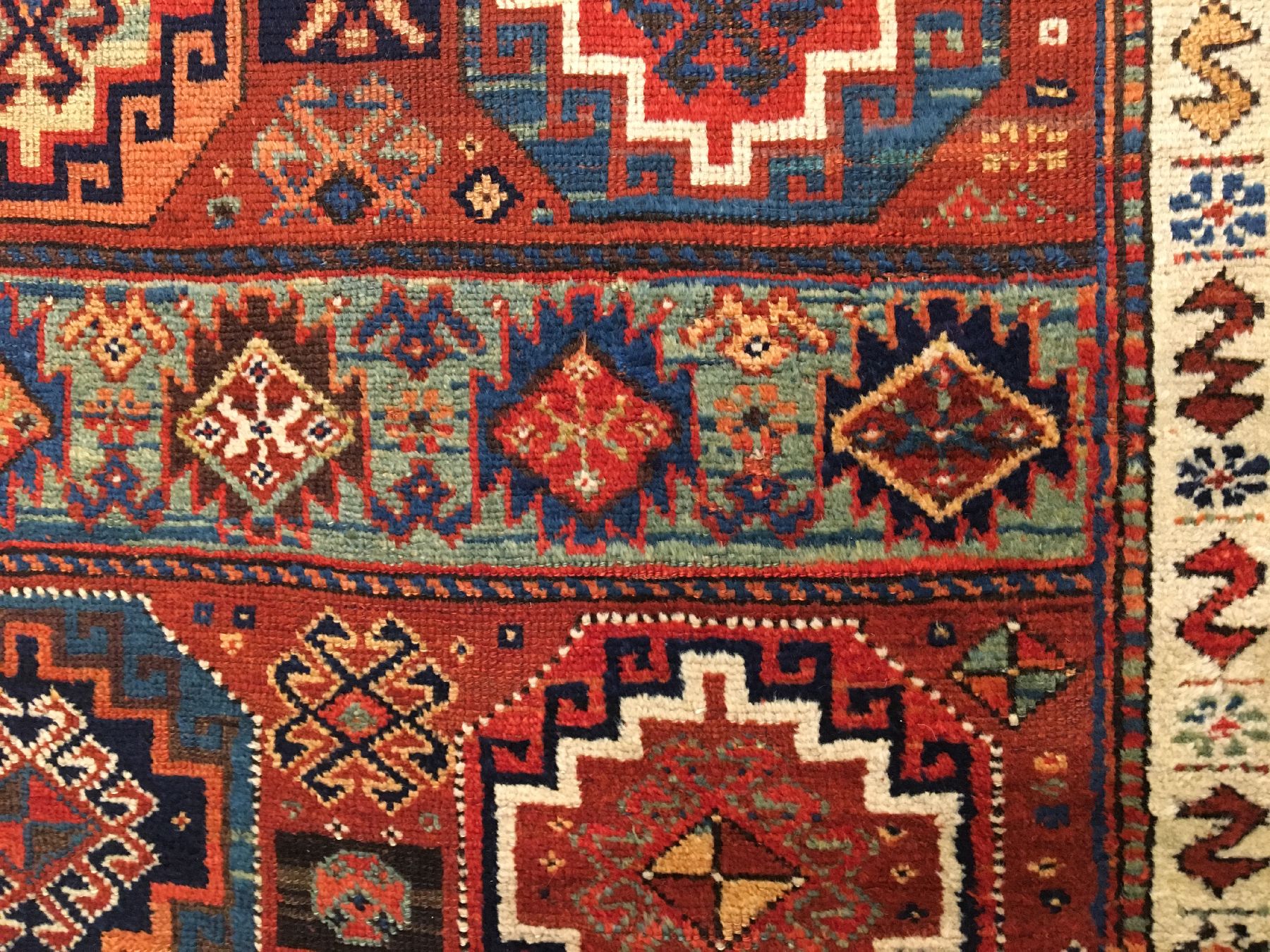 Detail g: Kurdischer Yörük antik, Südostanatolien Gaziantep, 19.Jhd., Wolle geknüpft Wolle. Seltener Knüpfteppich der Yörüken aus der Gaziantep-Region ...