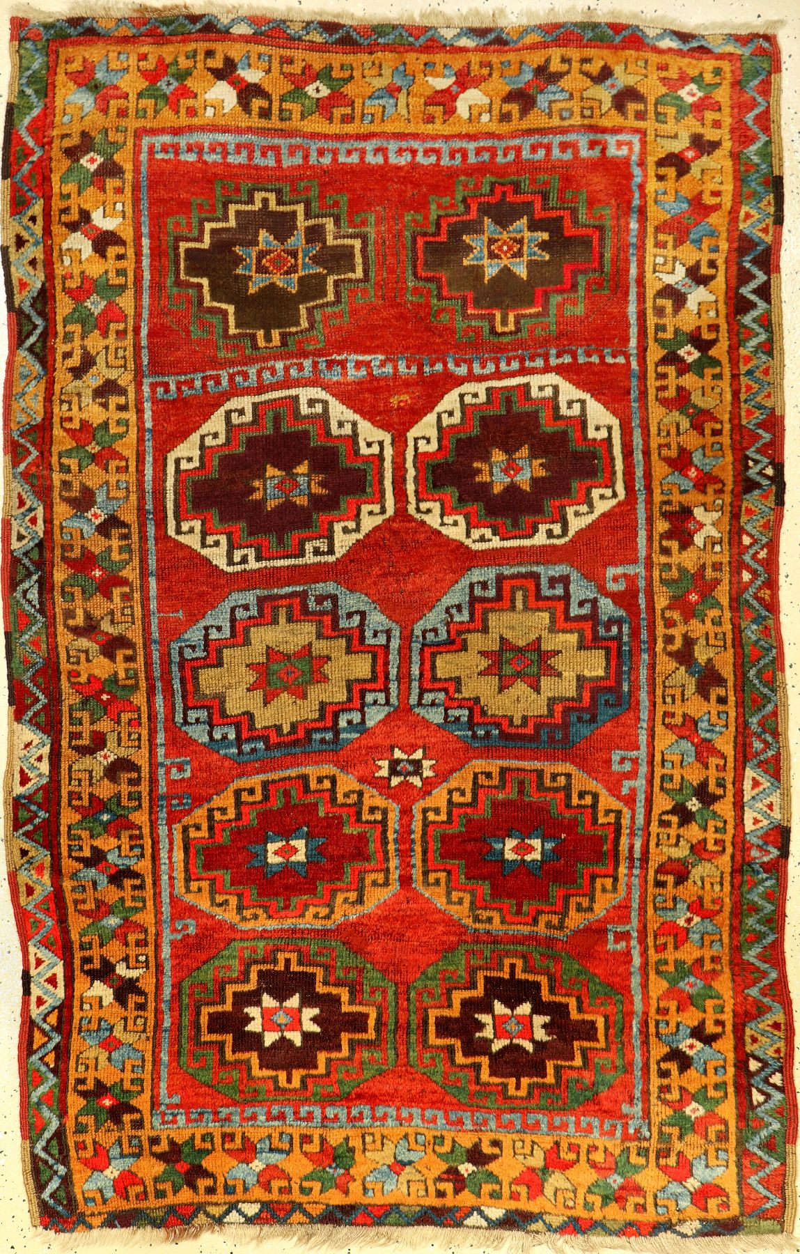 Kurdischer Yörük antik (Memling-Gül), Ostanatolien Sivas-Gebiet, Ende 19.Jhd., Wolle geknüpft auf Wolle. Knüpfteppich der Yörüken im ...