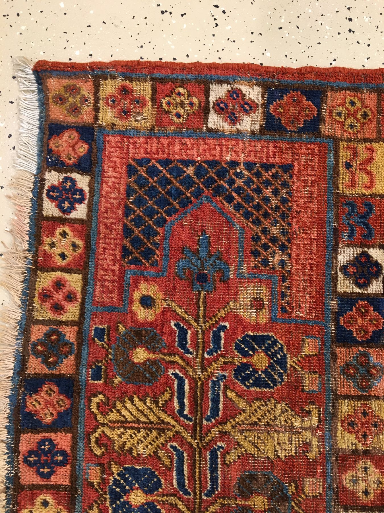 Detail f: Seltener Khotan "Saf" antik, Ostturkestan, Ende 18.Jhd., Wolle geknüpft auf Baumwolle. Früher und feiner Khotan mit Saf-Muster und zehn ...