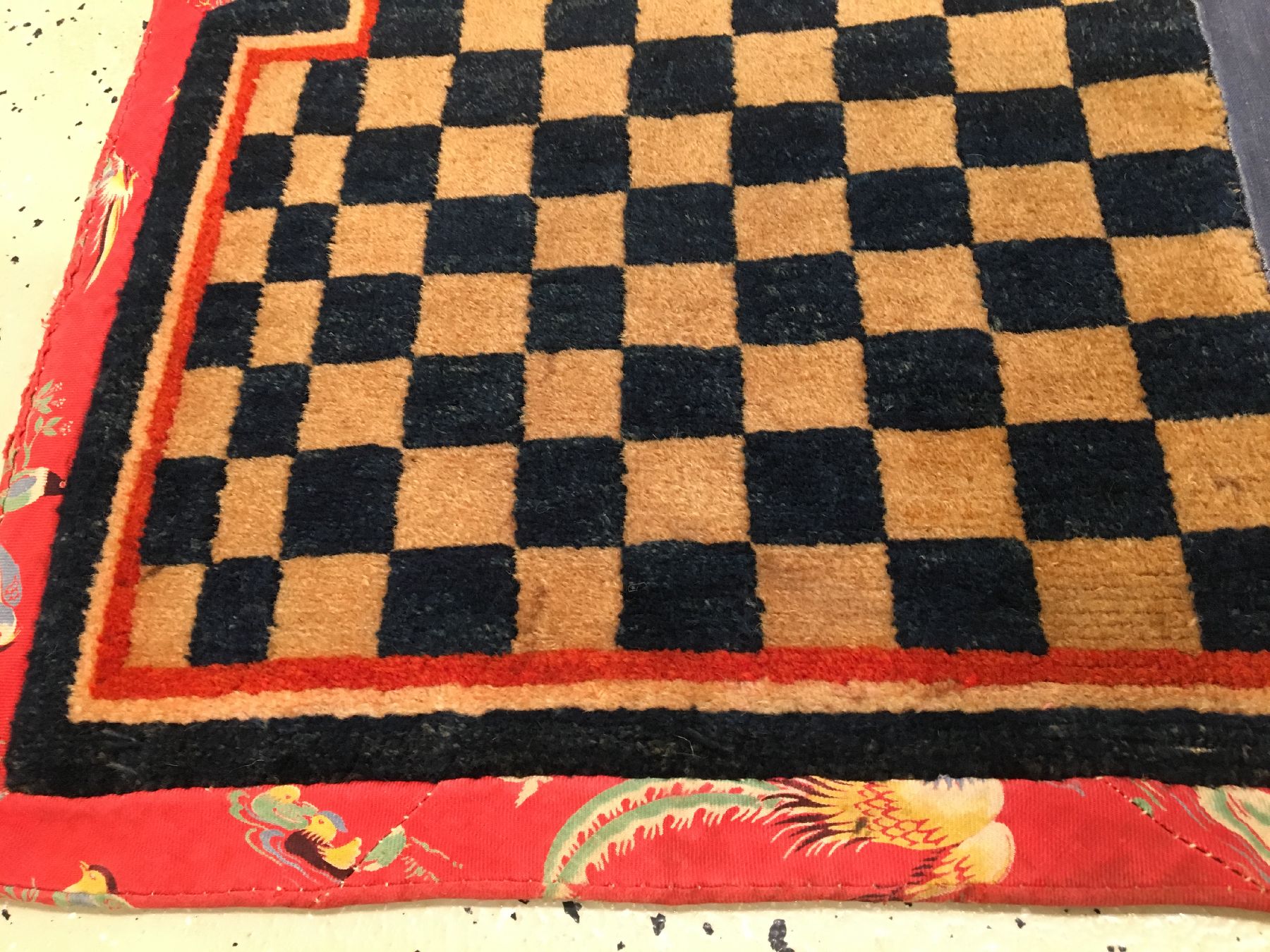 Detail d: Tibetischer "Makden" alt (Checker-Board), Südtibet, um 1920, Wolle geknüpft auf Wolle. Seltener Sattel der tibeter mit Schachbrett ...