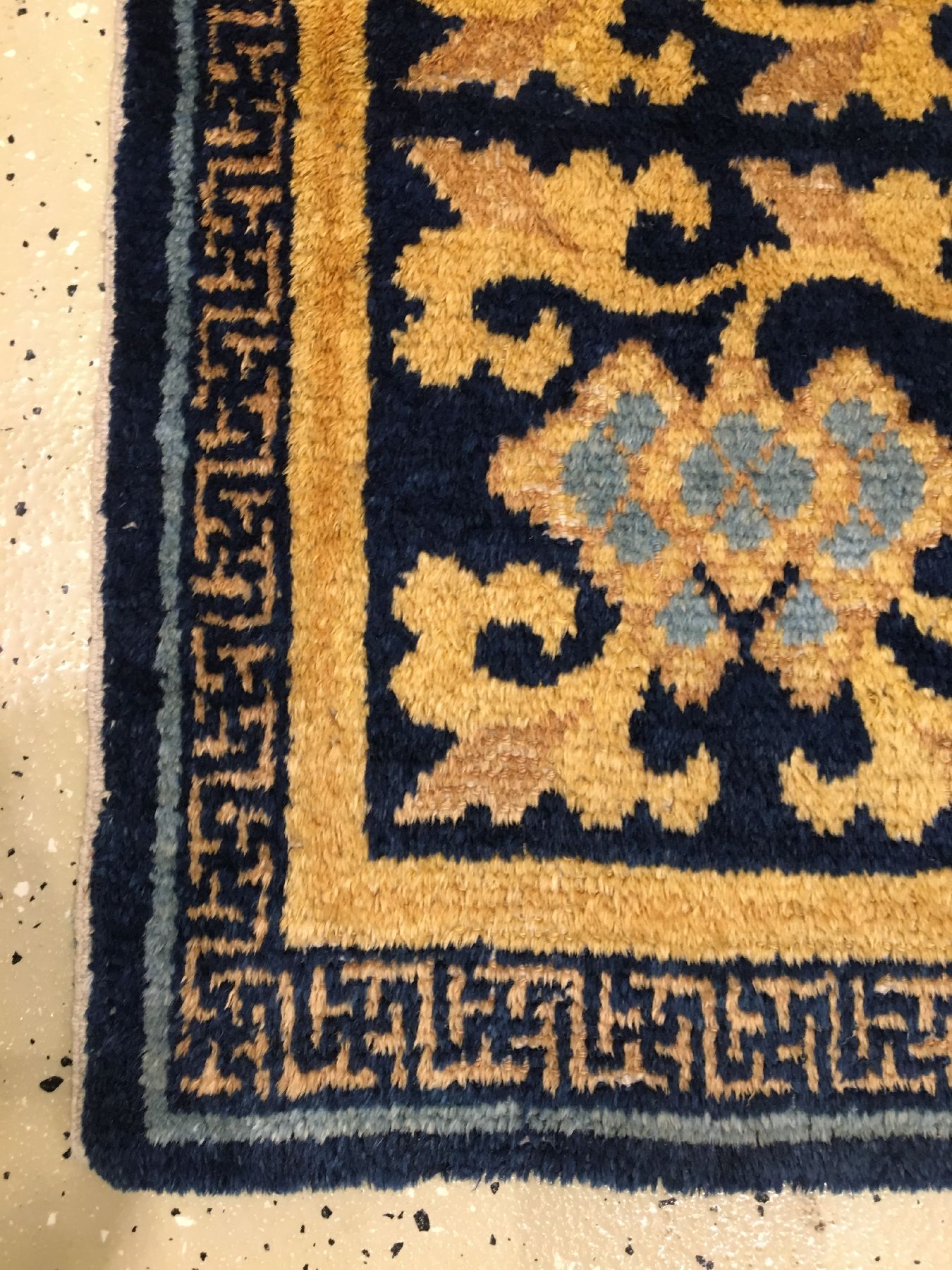 Detail d: Seltene Ning-Hsia "Sitzmatte" antik, Westchina, um 1800, Wolle geknüpft auf Baumwolle. Früher Ning-Hsia wohl gefertigt für den ...