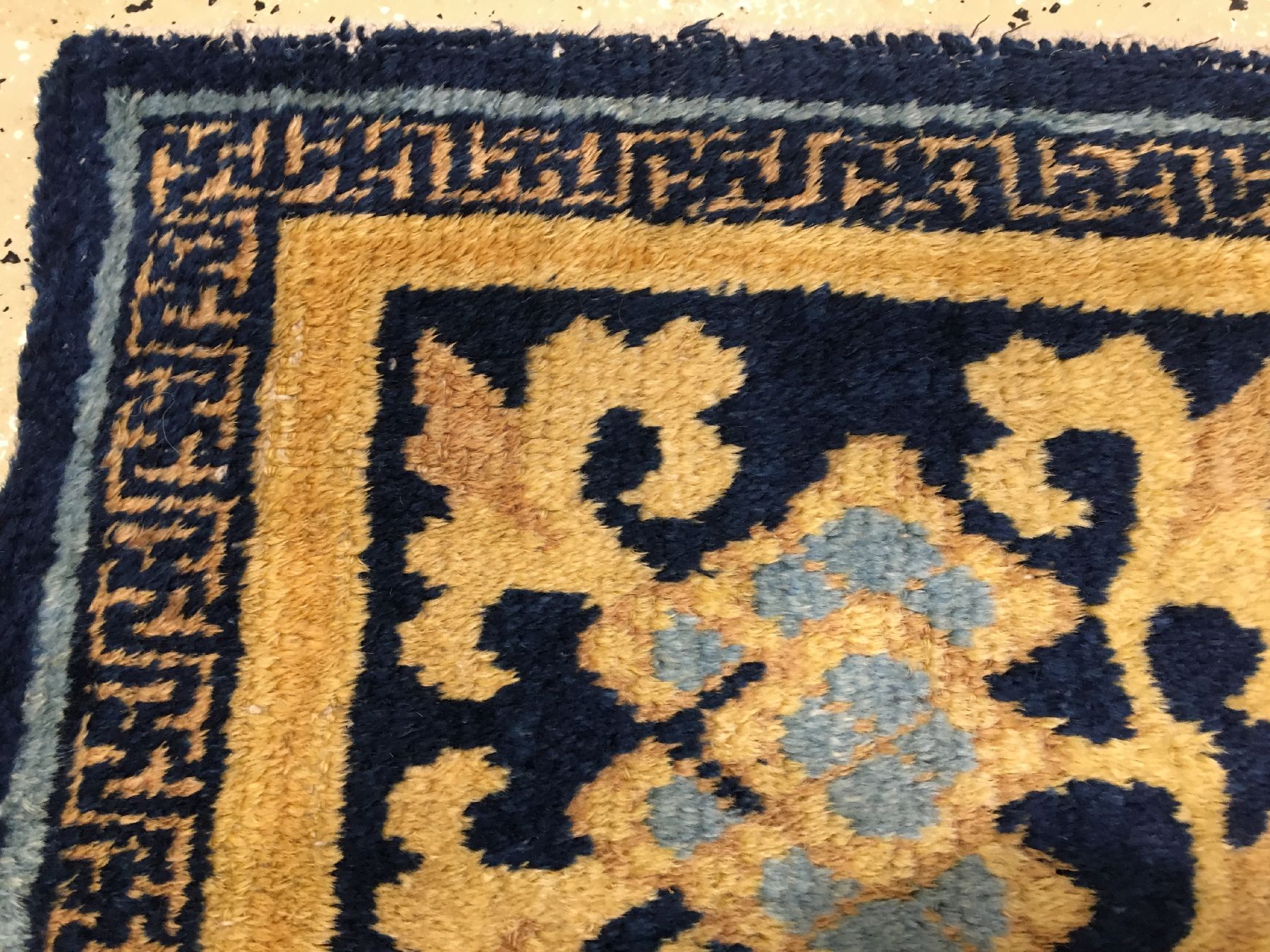 Detail f: Seltene Ning-Hsia "Sitzmatte" antik, Westchina, um 1800, Wolle geknüpft auf Baumwolle. Früher Ning-Hsia wohl gefertigt für den ...