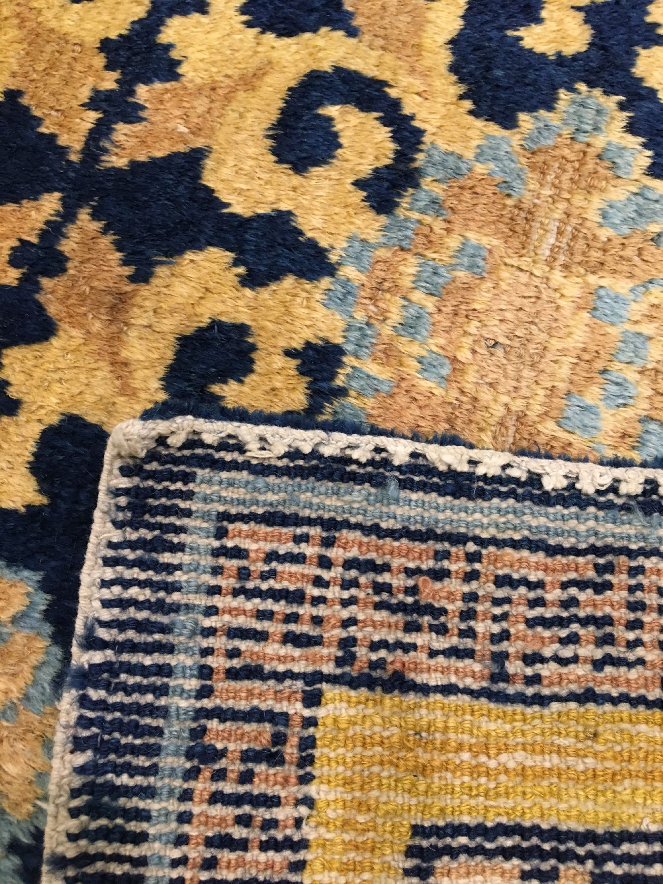 Detail g: Seltene Ning-Hsia "Sitzmatte" antik, Westchina, um 1800, Wolle geknüpft auf Baumwolle. Früher Ning-Hsia wohl gefertigt für den ...