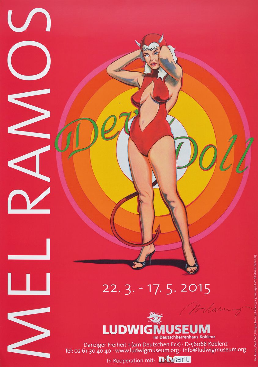 Mel Ramos, 1935-2018, "Devil Doll", Farboffset, Ludwig Museum, Koblenz 2015, sign., ca. 42x29,5 cm, leichte Einrollspuren zusehen