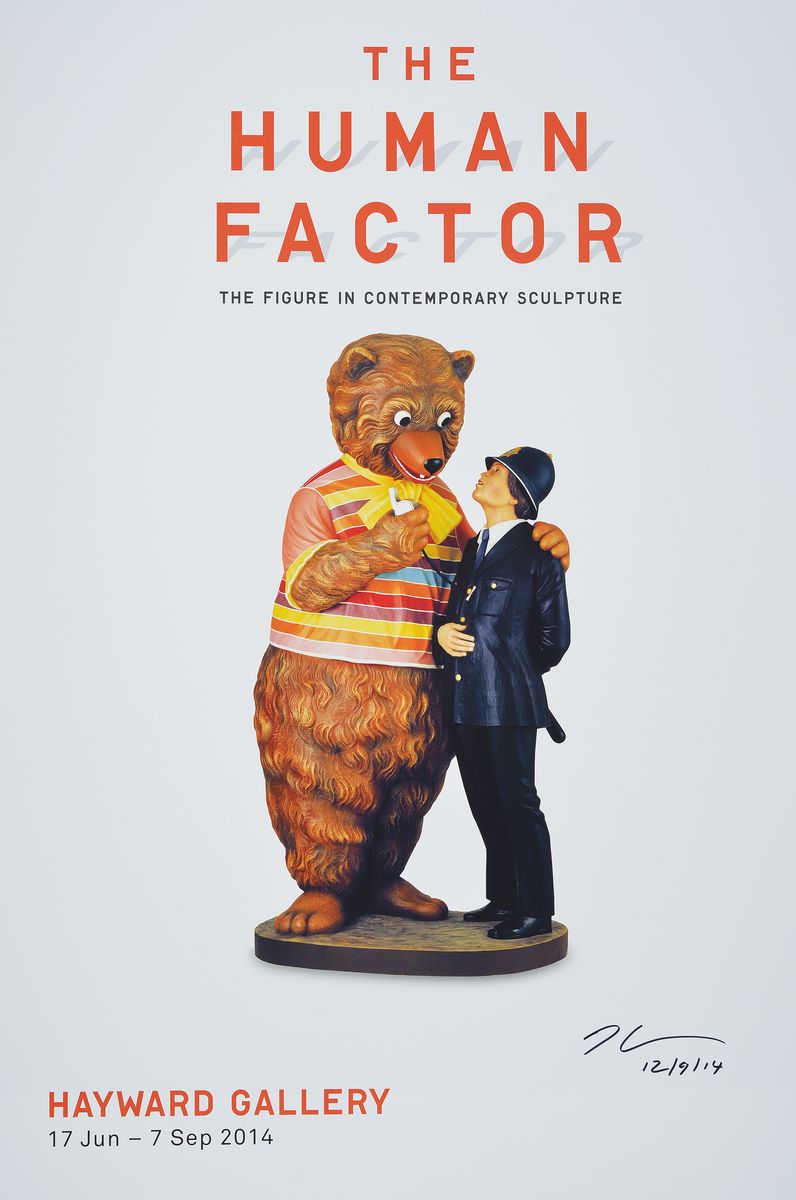 Detail k: Jeff Koons, geb. 1955, "Bear and Policeman" Farboffset, sign., dat. 12/9/14, Hayward Gallery, London 2014, ca. 76x51 cm, leichte ...