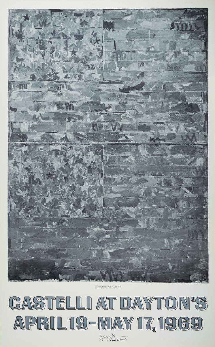 Jasper Johns geb. 1930 in Augusta, Georgia, "Two Flags", Farboffset, Castelli at Dayton´s, New York 1969, sign., dat. 7 March 1997, ca. ...