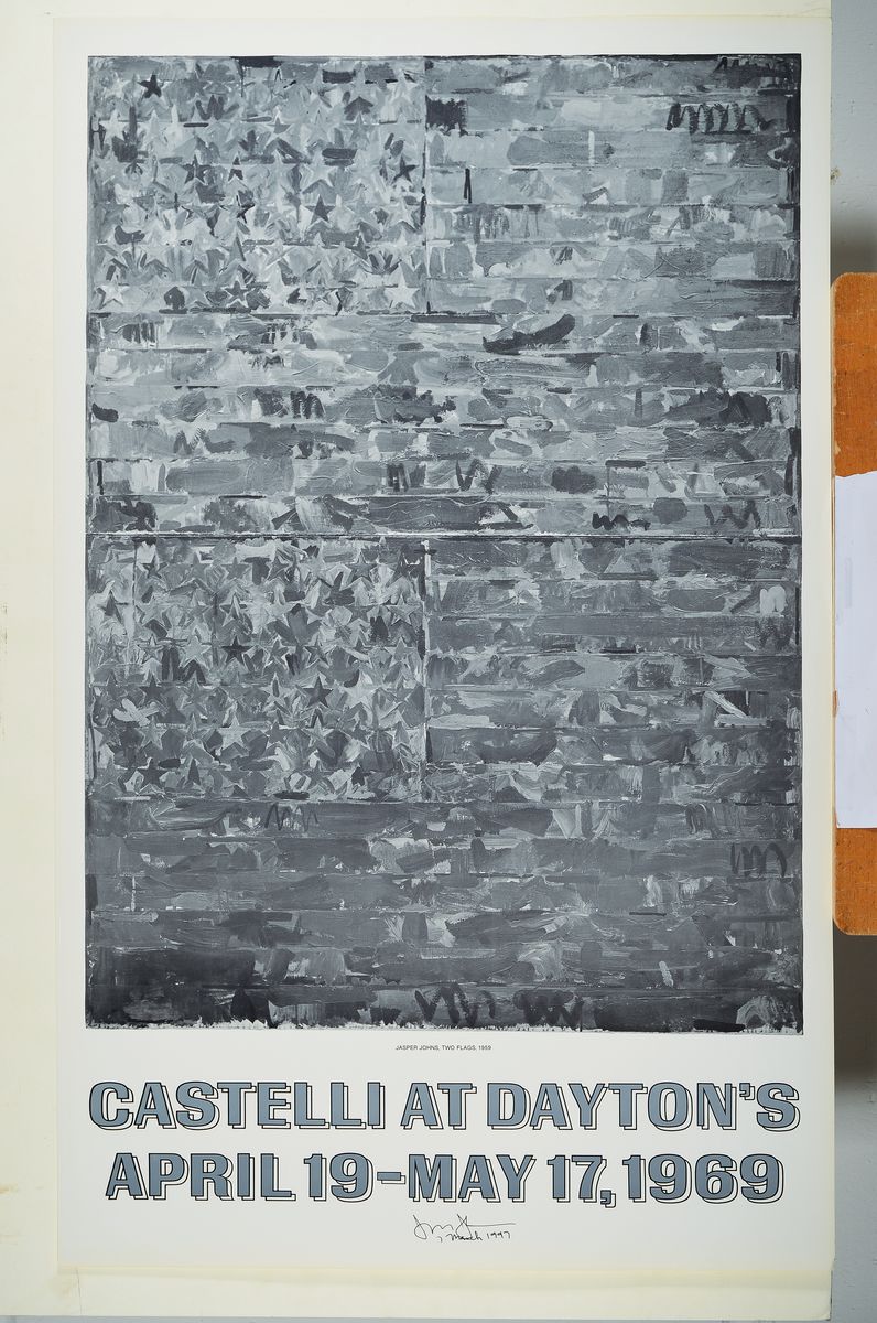 Detail k: Jasper Johns geb. 1930 in Augusta, Georgia, "Two Flags", Farboffset, Castelli at Dayton´s, New York 1969, sign., dat. 7 March 1997, ca. ...