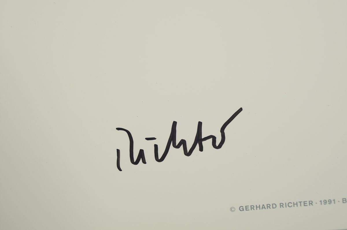 Detail a: Gerhard Richter, geb. 1932. lebt in Köln und Düsseldorf, "Abstraktes Bild, 1977", Farboffset, sign., ca. 70x90 cm