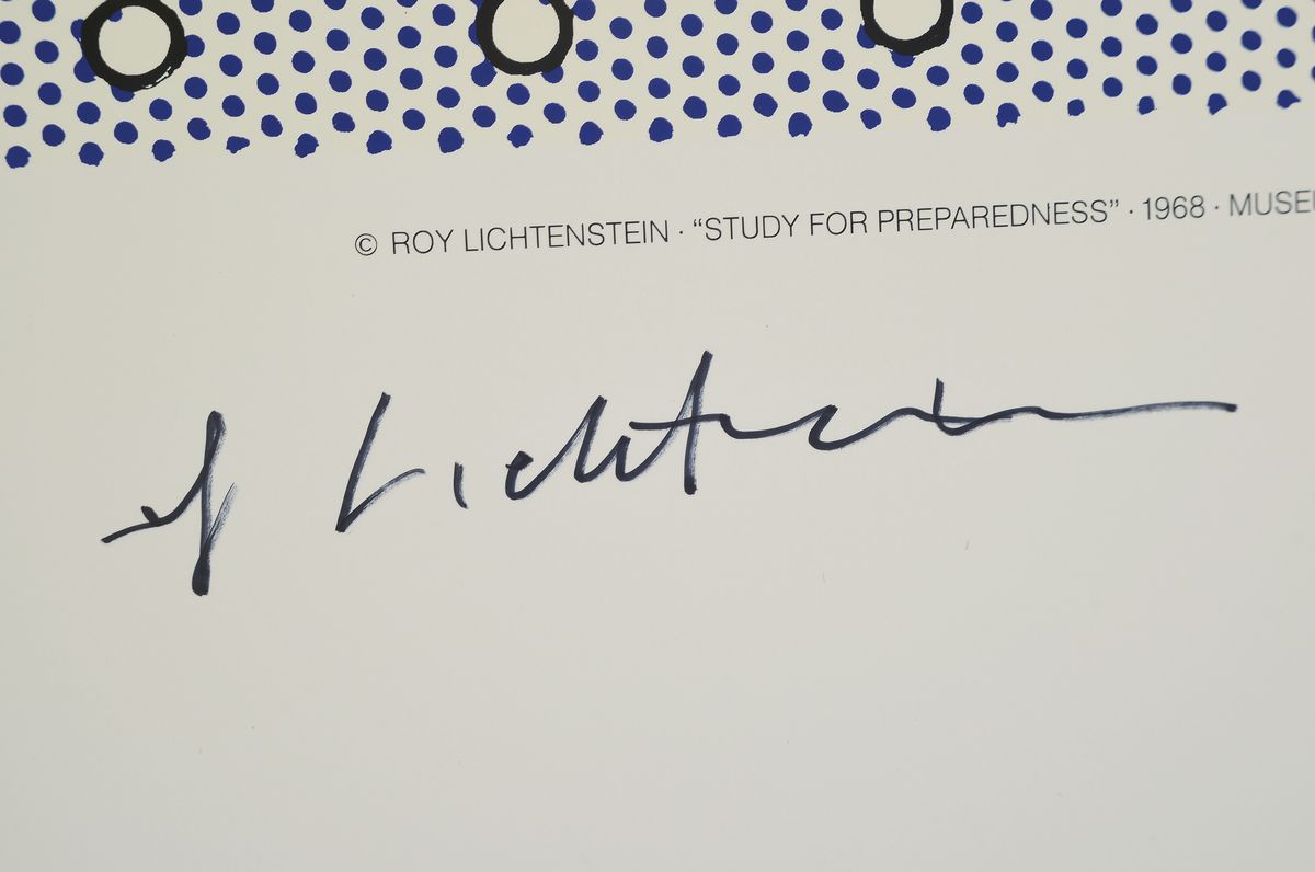 Detail a: Roy Lichtenstein, 1923-1997, "study for Preparedness ", Museum Ludwig, Köln 1989, Farbsiebdruck. sign., ca. 70x90 cm