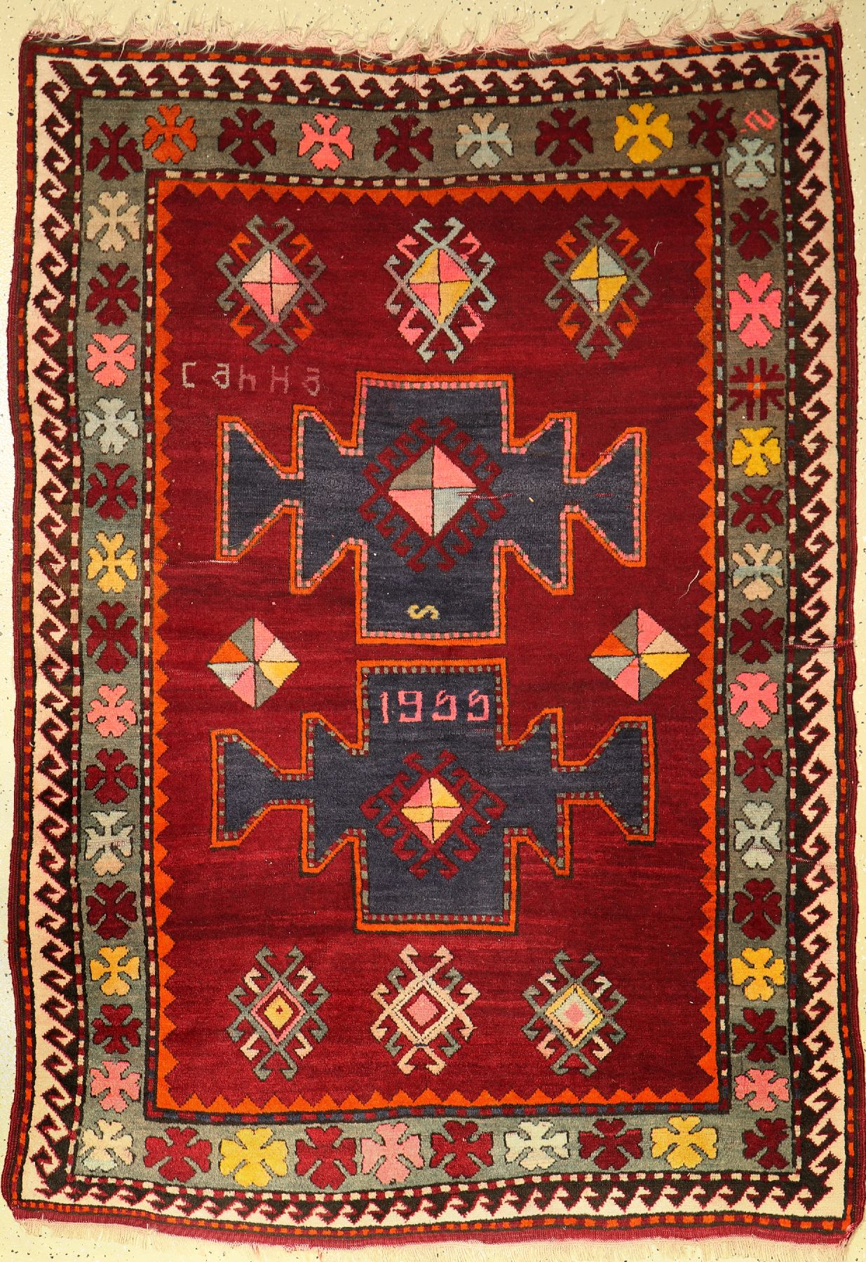 Kasak alt, Kaukasus, ca. datiert 1955 Jahre, Wolle auf Wolle, ca. 186 x 133 cm, EHZ:3-4