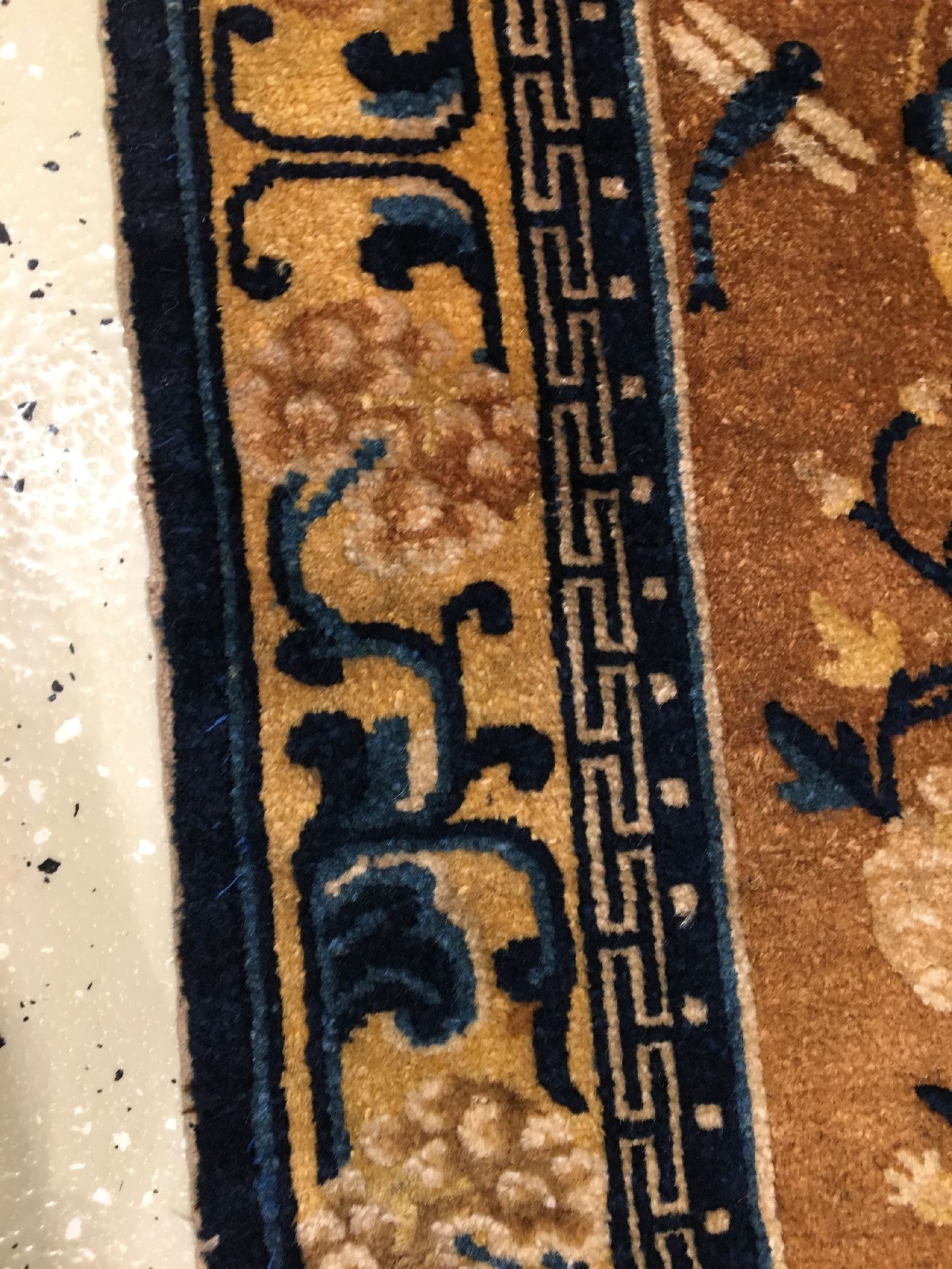 Detail h: Feiner Ning-Hsia "Sattel" antik, Westchina, 2.Hälfte 18.Jhd., Wolle geknüpft auf Baumwolle. Kleinformatiger und feiner Sattel in ...