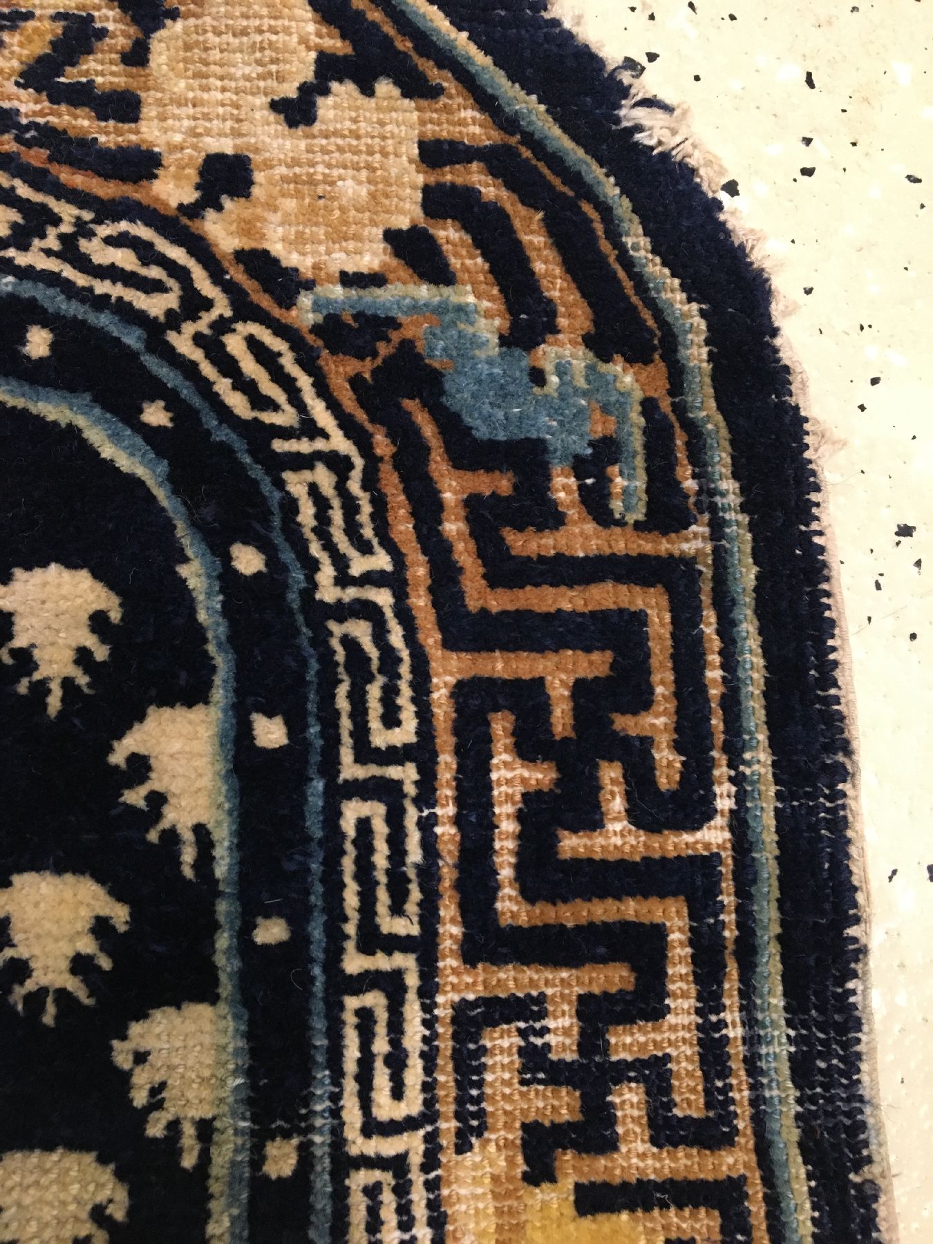 Detail f: Feiner Ning-Hsia "Sattel" antik, Westchina, 18.Jhd., Wolle geknüpft auf Baumwolle. Seltener kleinformatiger Sattel gefertigt für den ...