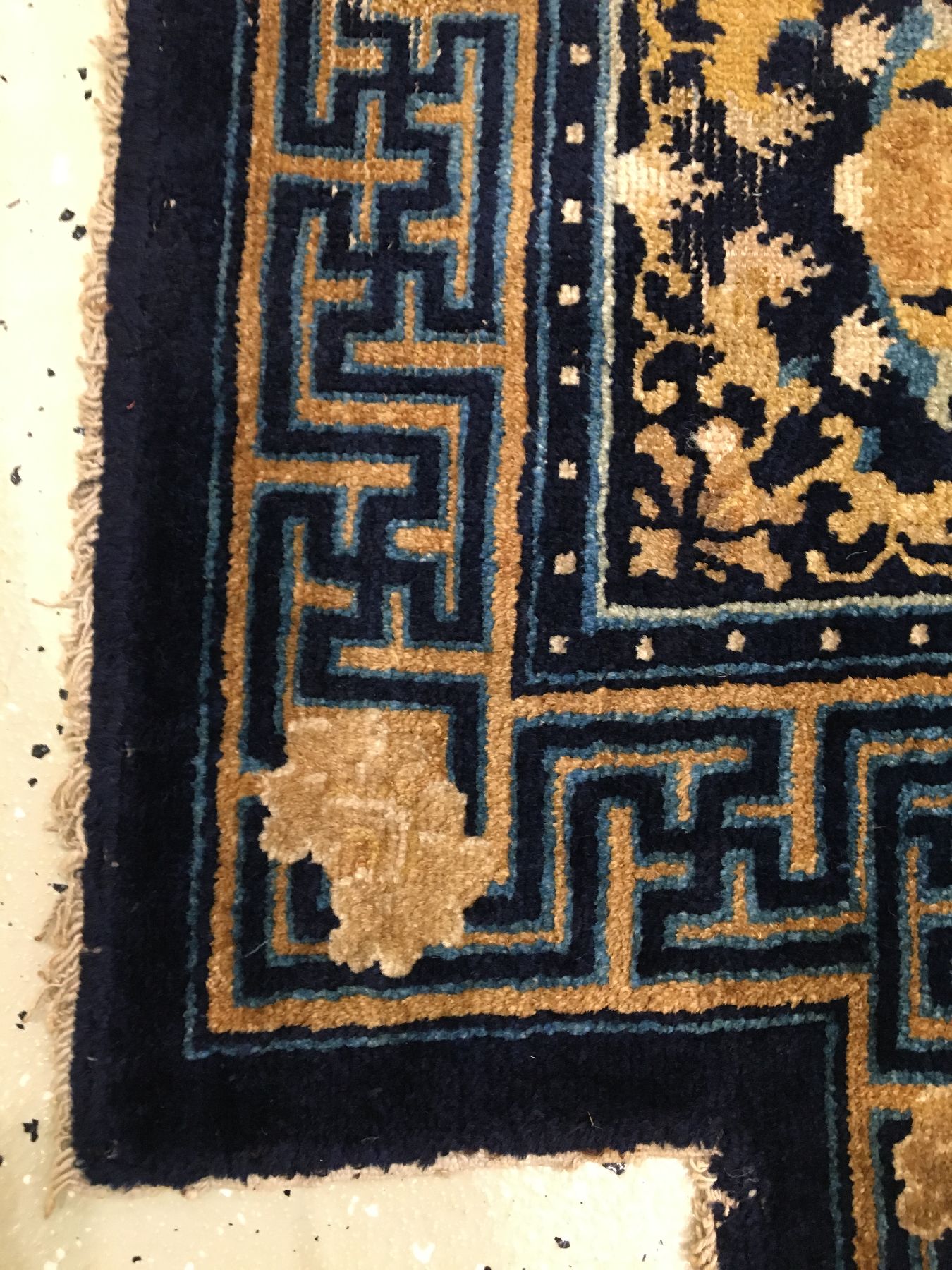 Detail d: Feiner Ning-Hsia "Sattel" antik, Westchina, 18.Jhd., Wolle geknüpft auf Baumwolle. Hochwertiger Ning-Hsia Sattel gefertigt für den ...
